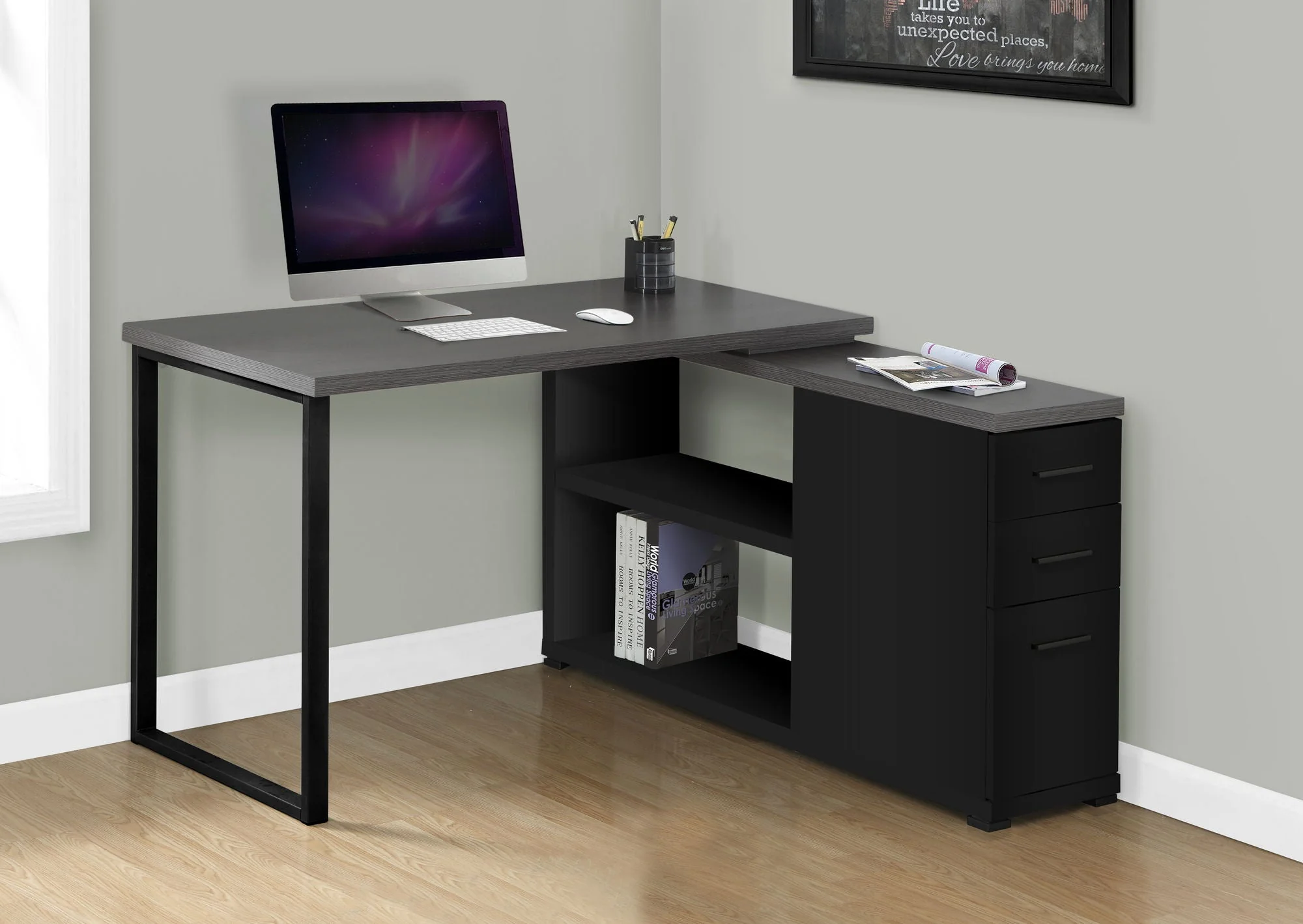 L-Shape Computer Desk with Storage Drawers - Image 5