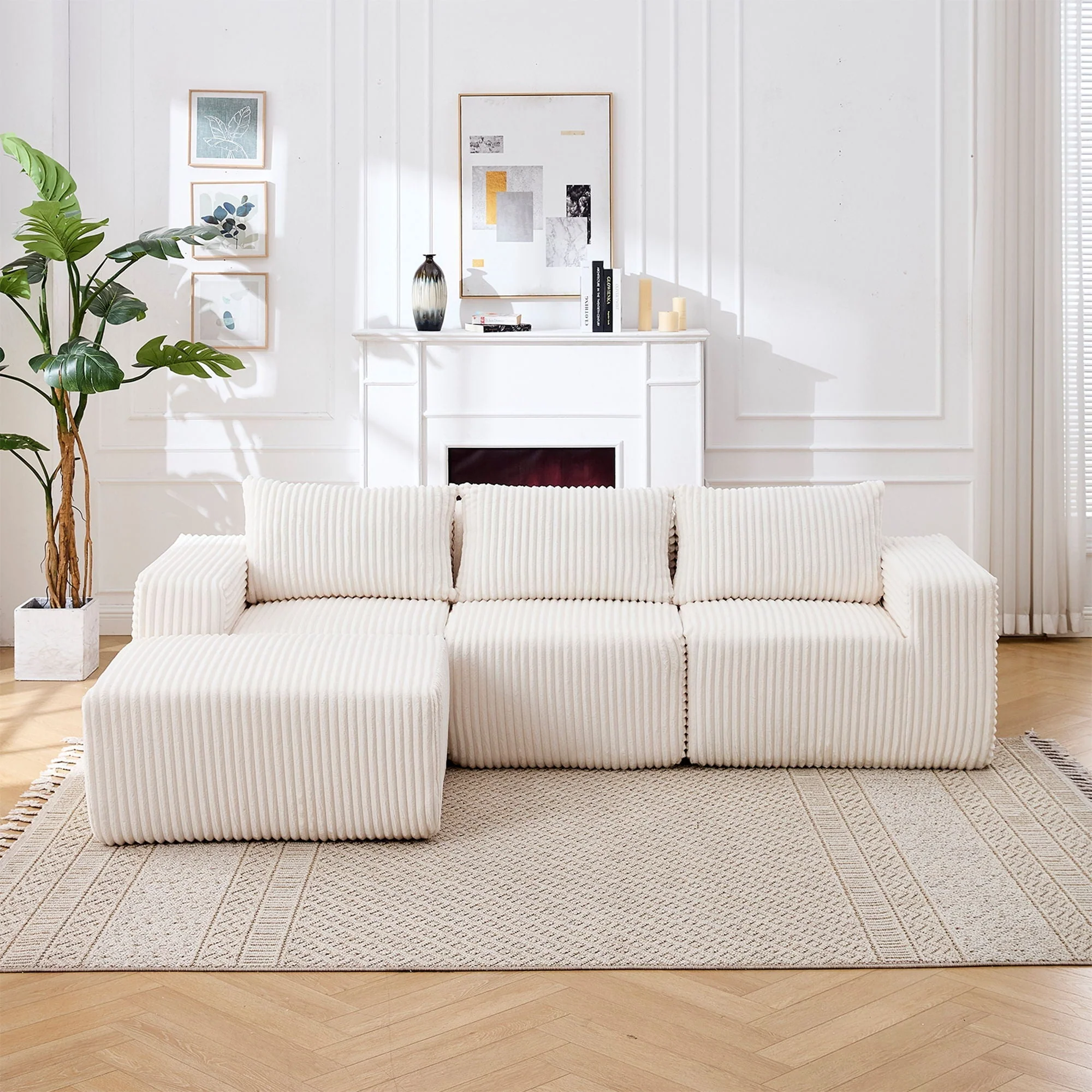 L - Shape Modern Minimalist Modular Sectional Sofa, Upholstered Cloud Couch With Deep Seats - Image 10