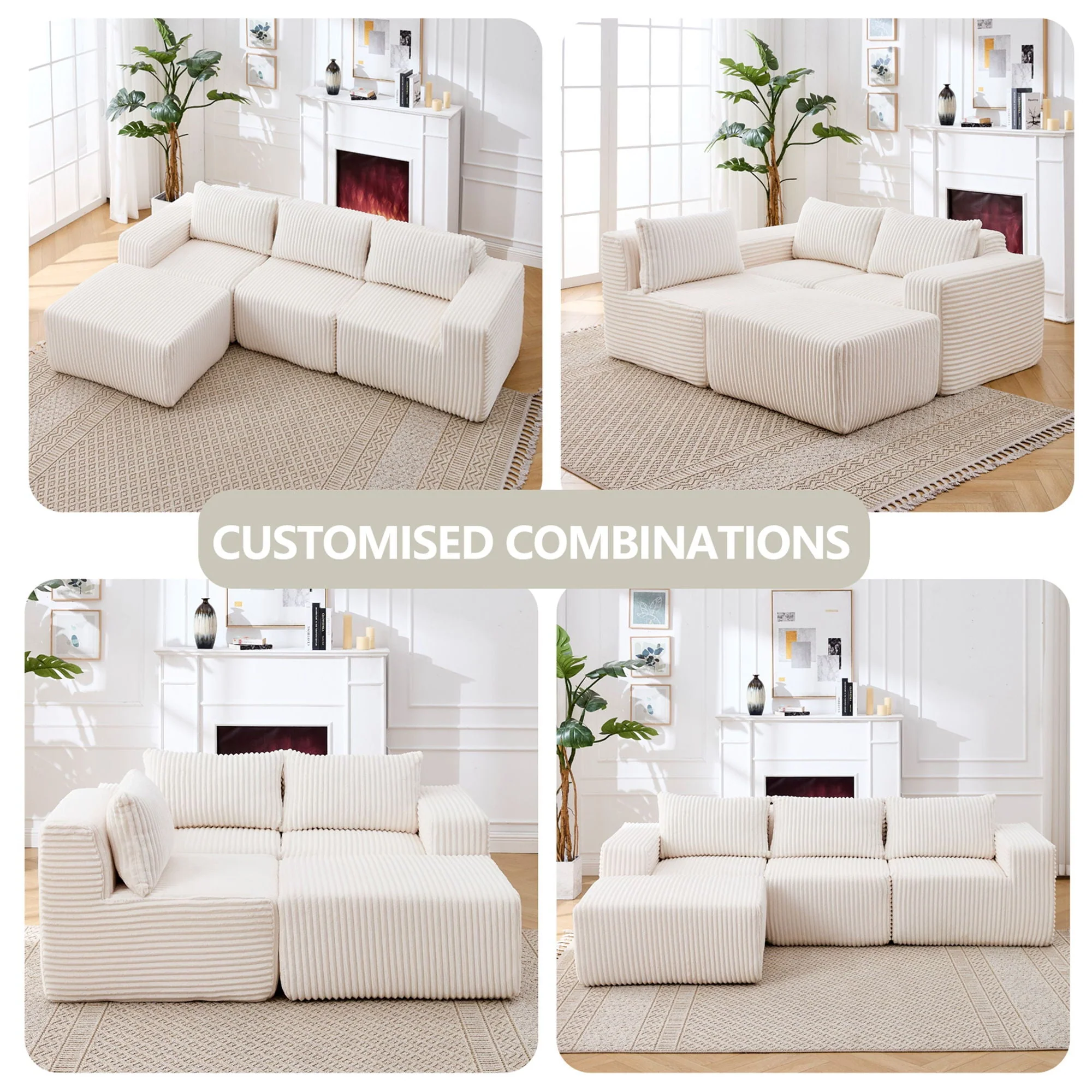 L - Shape Modern Minimalist Modular Sectional Sofa, Upholstered Cloud Couch With Deep Seats - Image 16