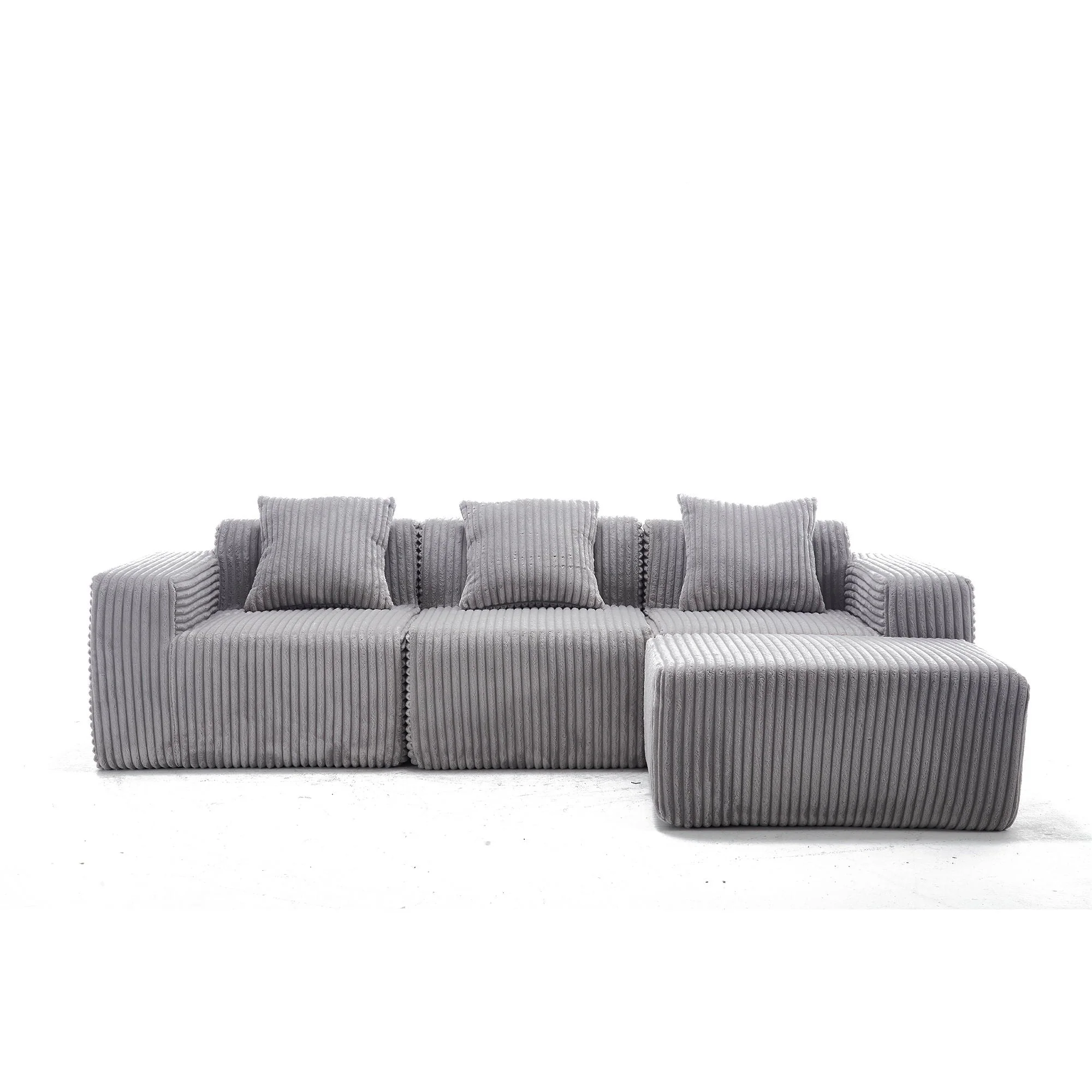 L - Shape Modern Minimalist Modular Sectional Sofa, Upholstered Cloud Couch With Deep Seats - Image 2