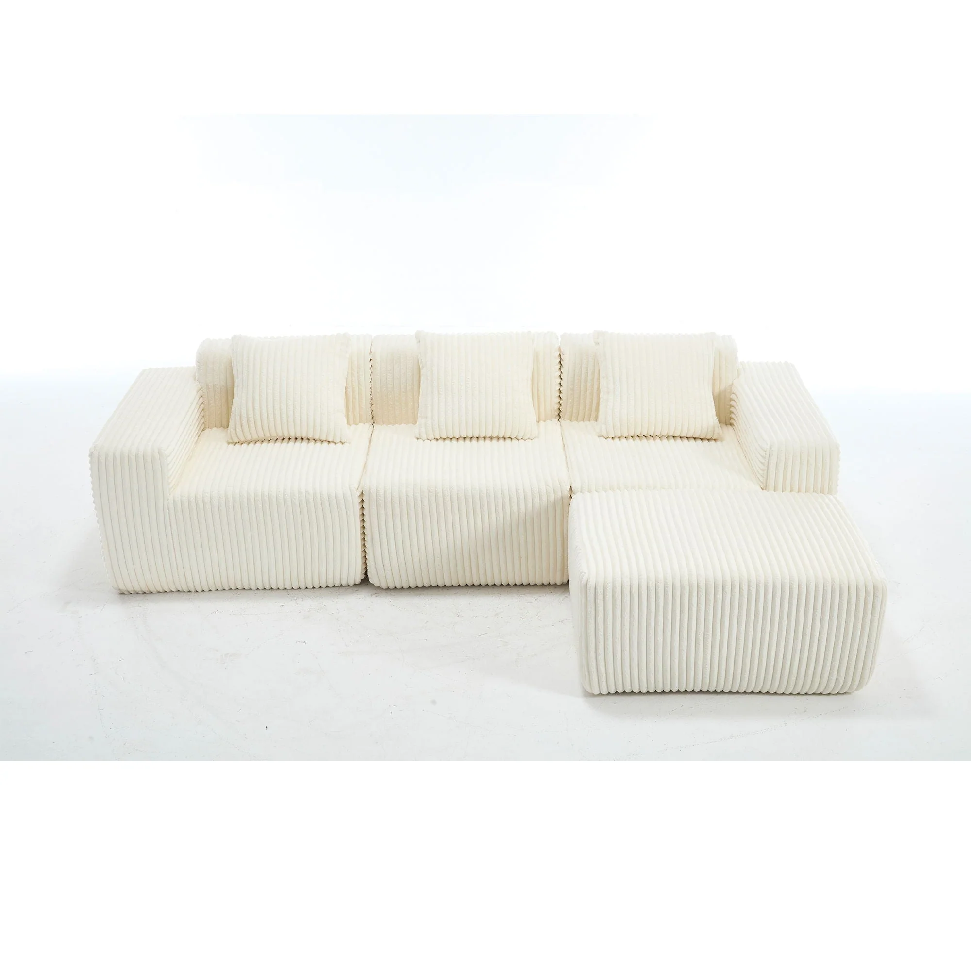L - Shape Modern Minimalist Modular Sectional Sofa, Upholstered Cloud Couch With Deep Seats - Image 3