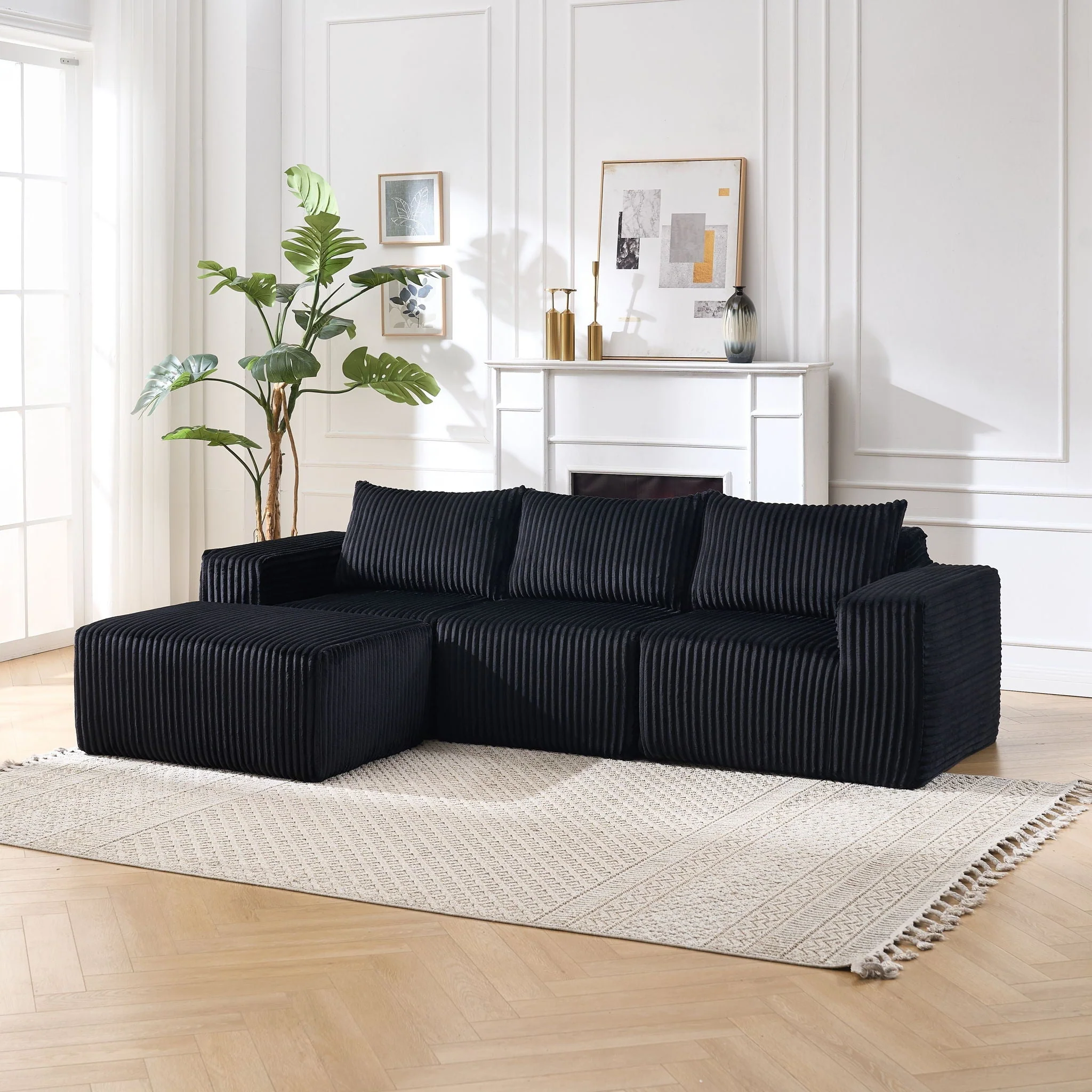 L - Shape Modern Minimalist Modular Sectional Sofa, Upholstered Cloud Couch With Deep Seats - Image 9