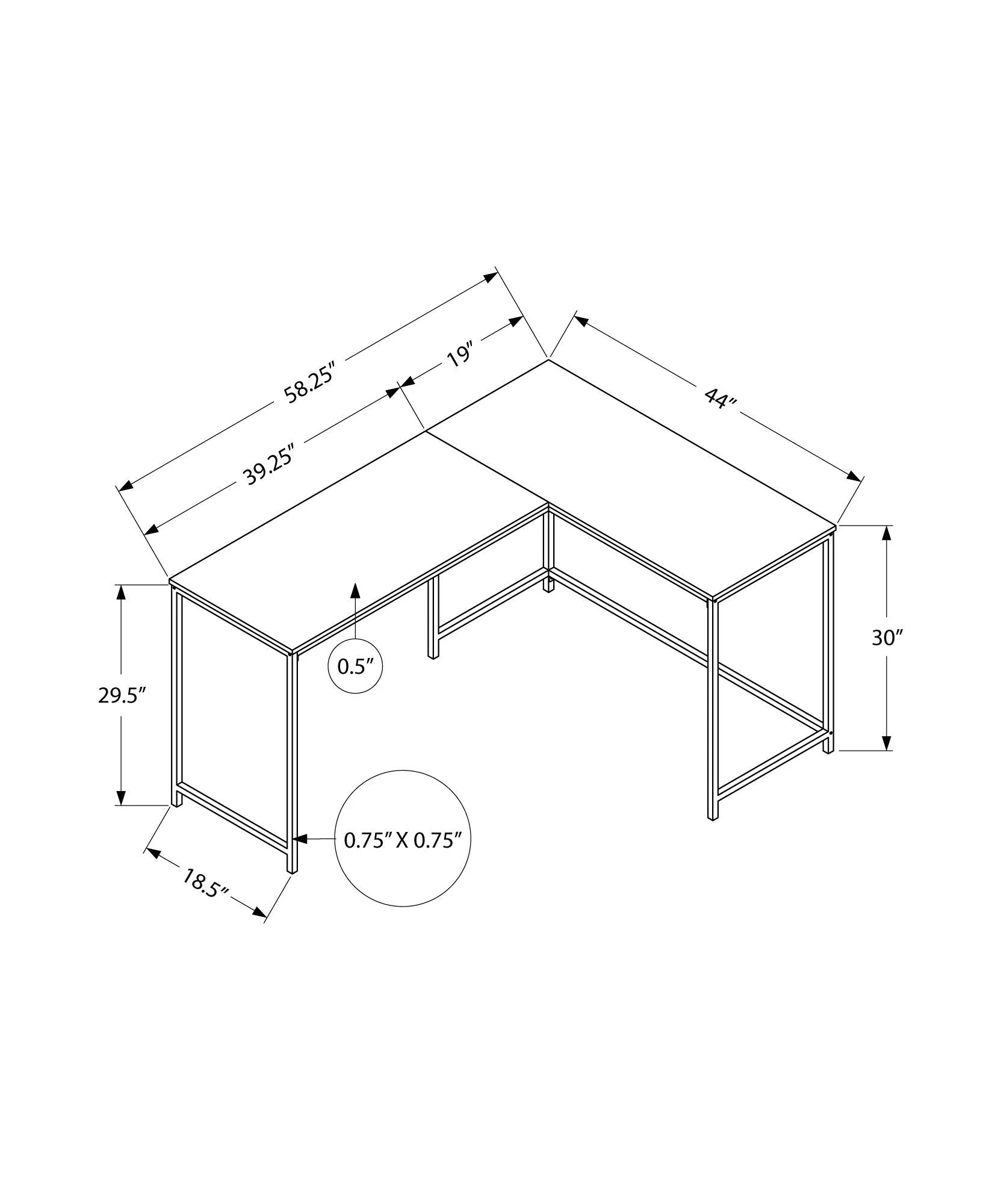 L-Shaped Corner Computer Desk with Contemporary Marble Look - Image 3