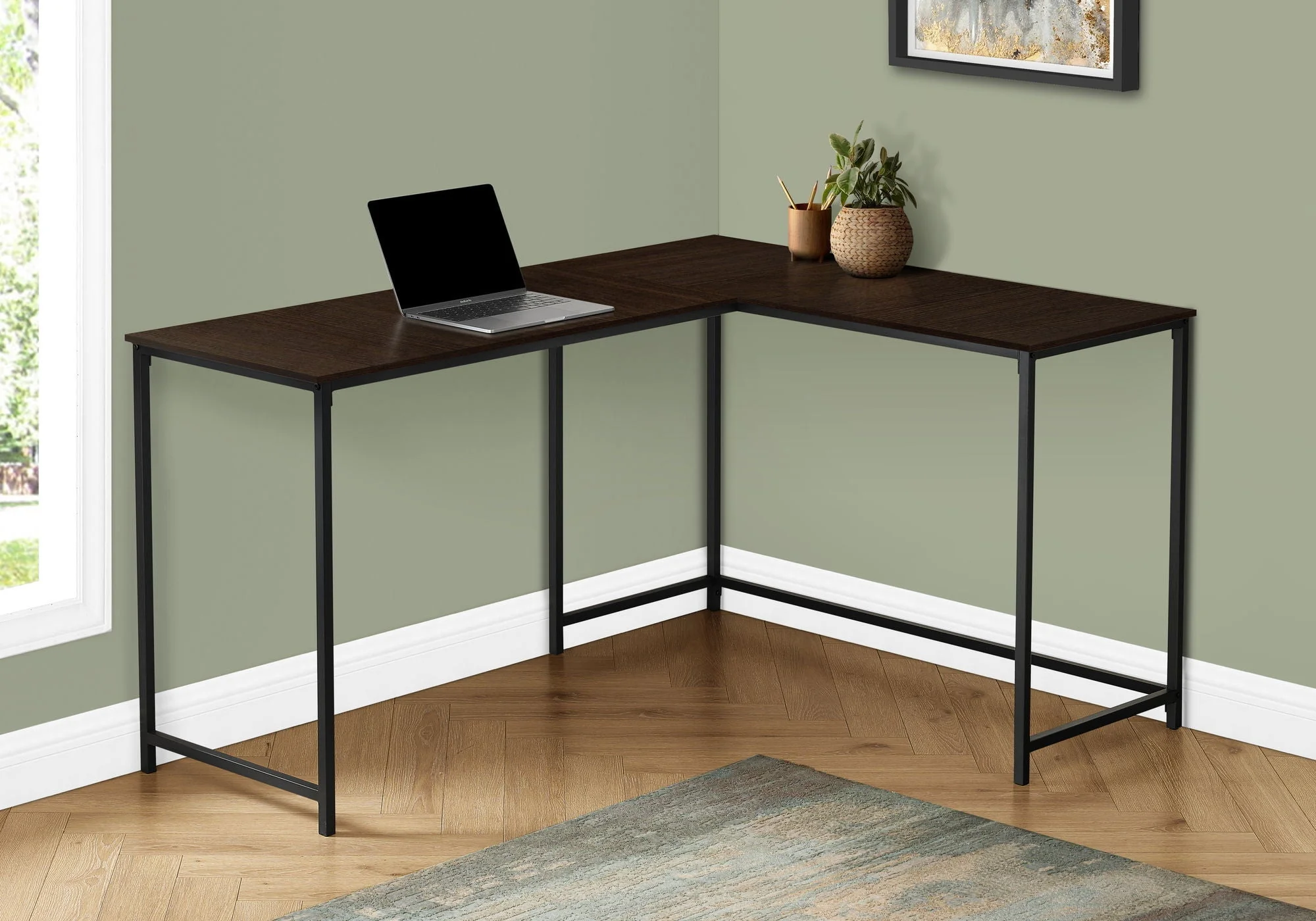 L-Shaped Corner Computer Desk with Contemporary Marble Look - Image 4