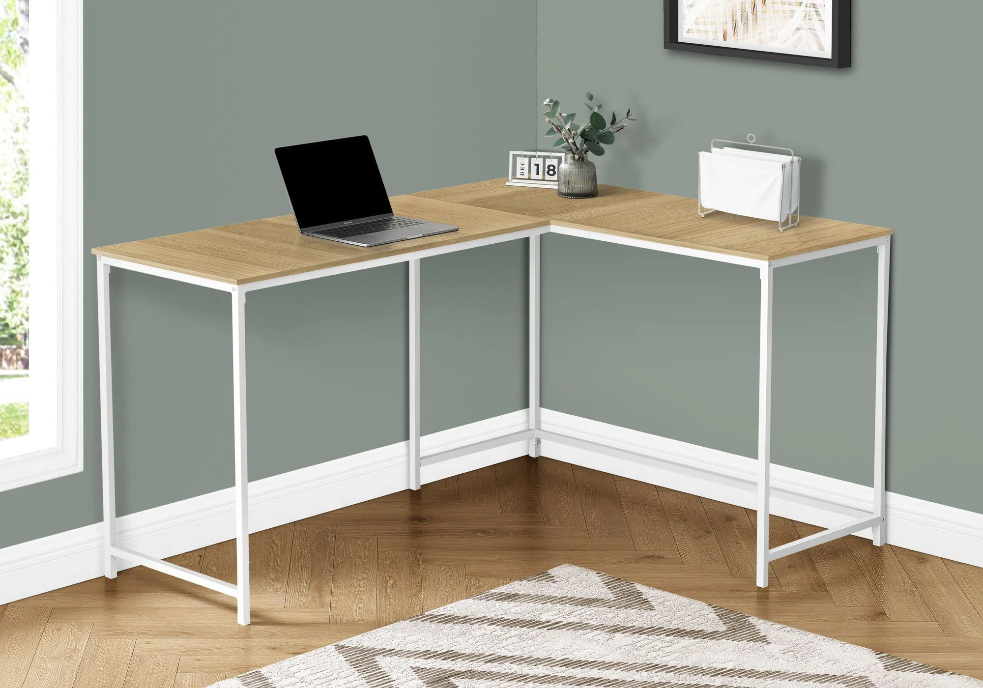 L-Shaped Corner Computer Desk with Contemporary Marble Look - Image 6