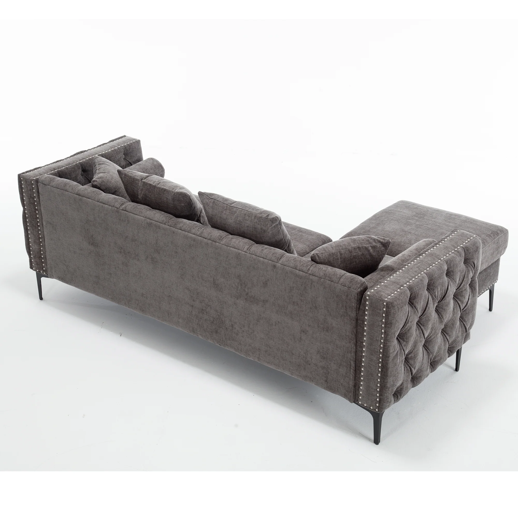 L Shaped Sectional Sofa Chenille Dark Gray - Image 18