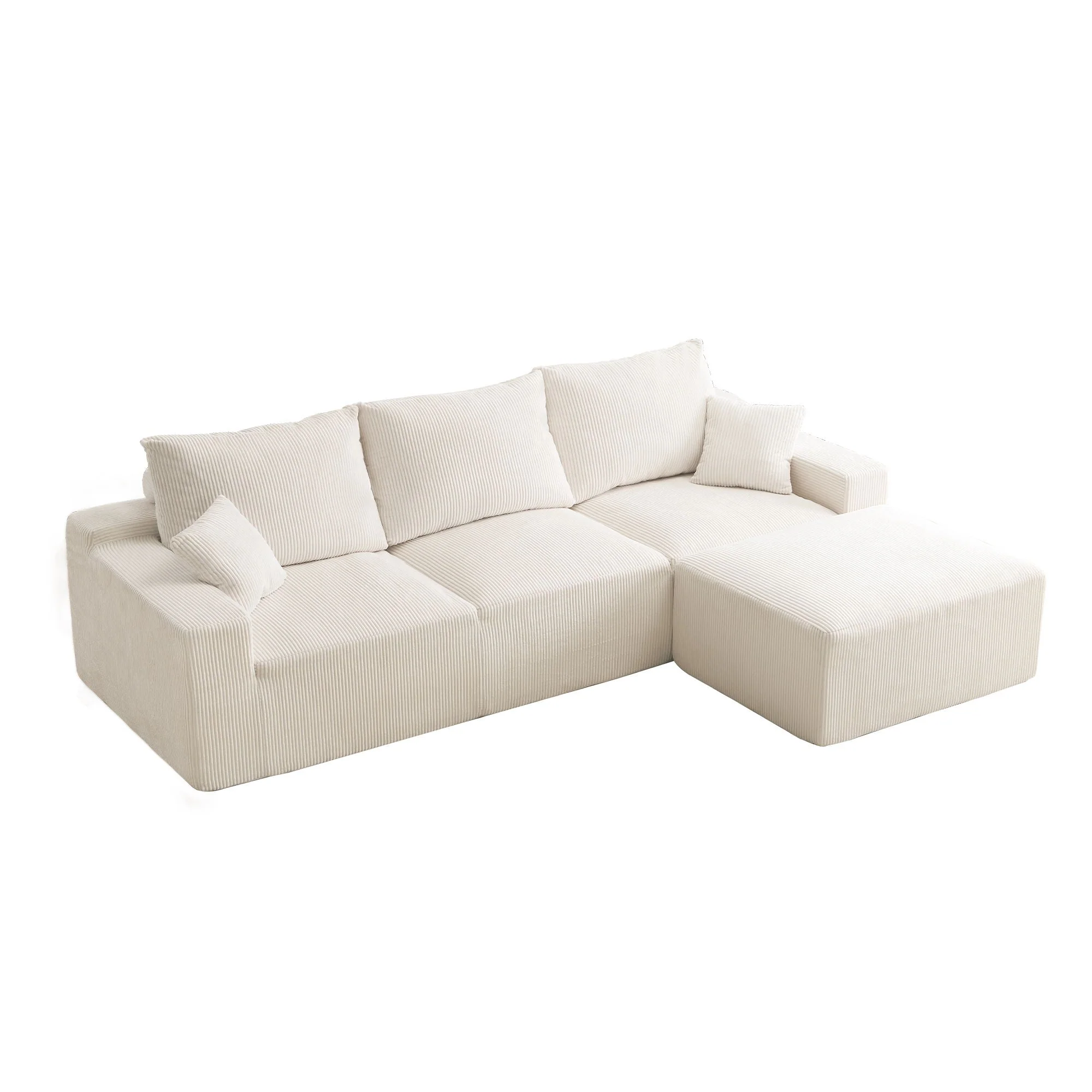 L Shaped Sectional Sofa, Full Compression 3 Seater Cloud Couch With Chaise - Image 2