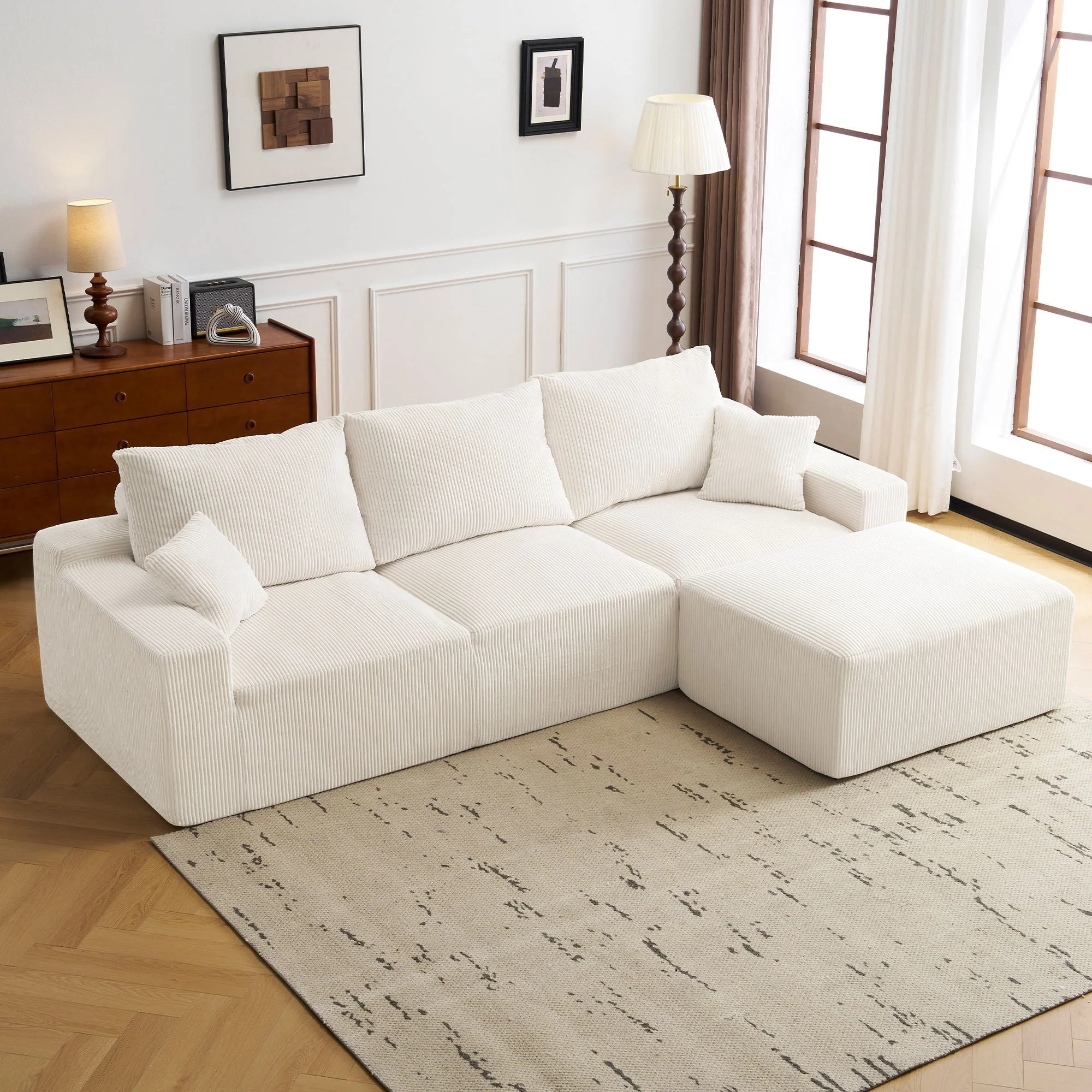L Shaped Sectional Sofa, Full Compression 3 Seater Cloud Couch With Chaise - Image 4