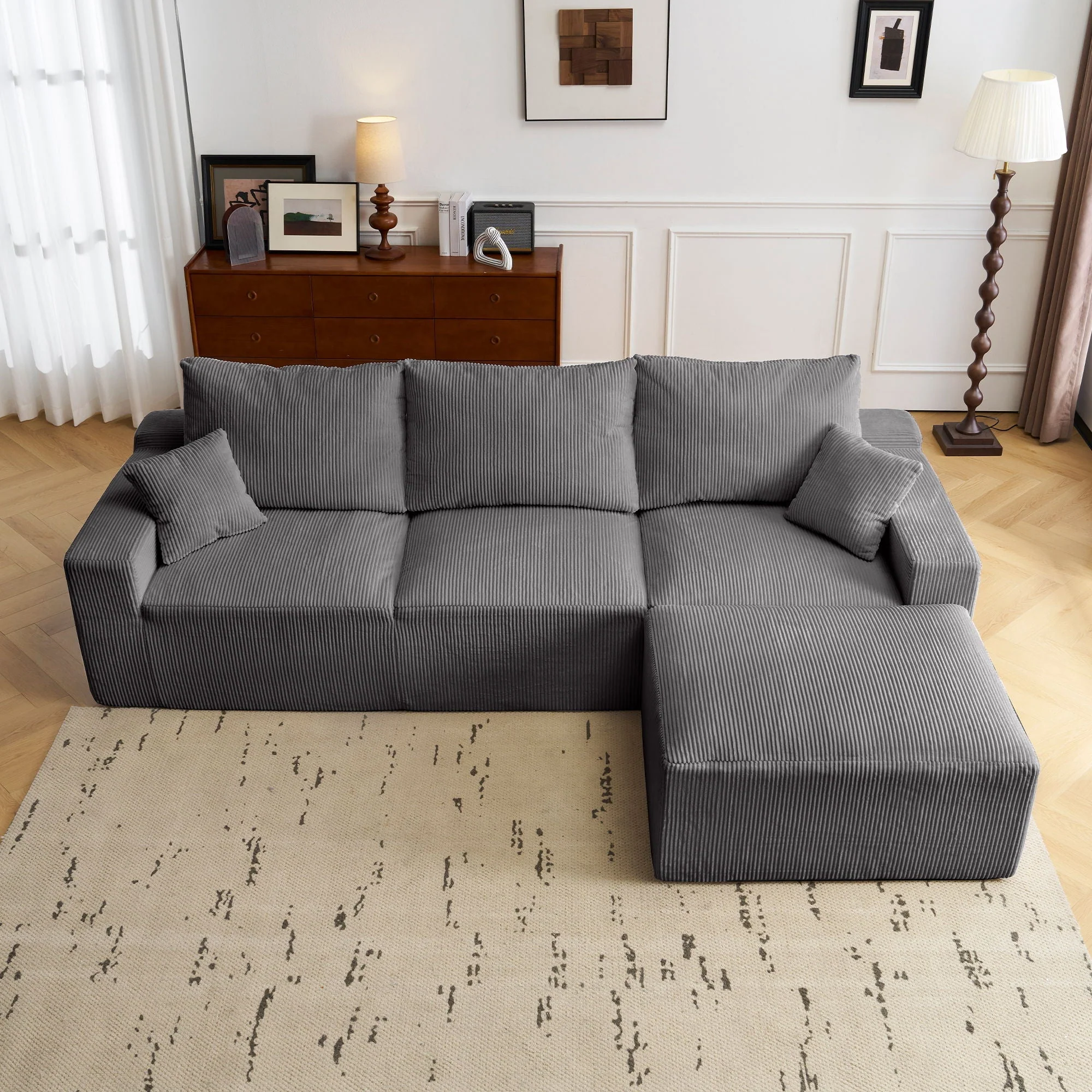 L Shaped Sectional Sofa, Full Compression 3 Seater Cloud Couch With Chaise - Image 5