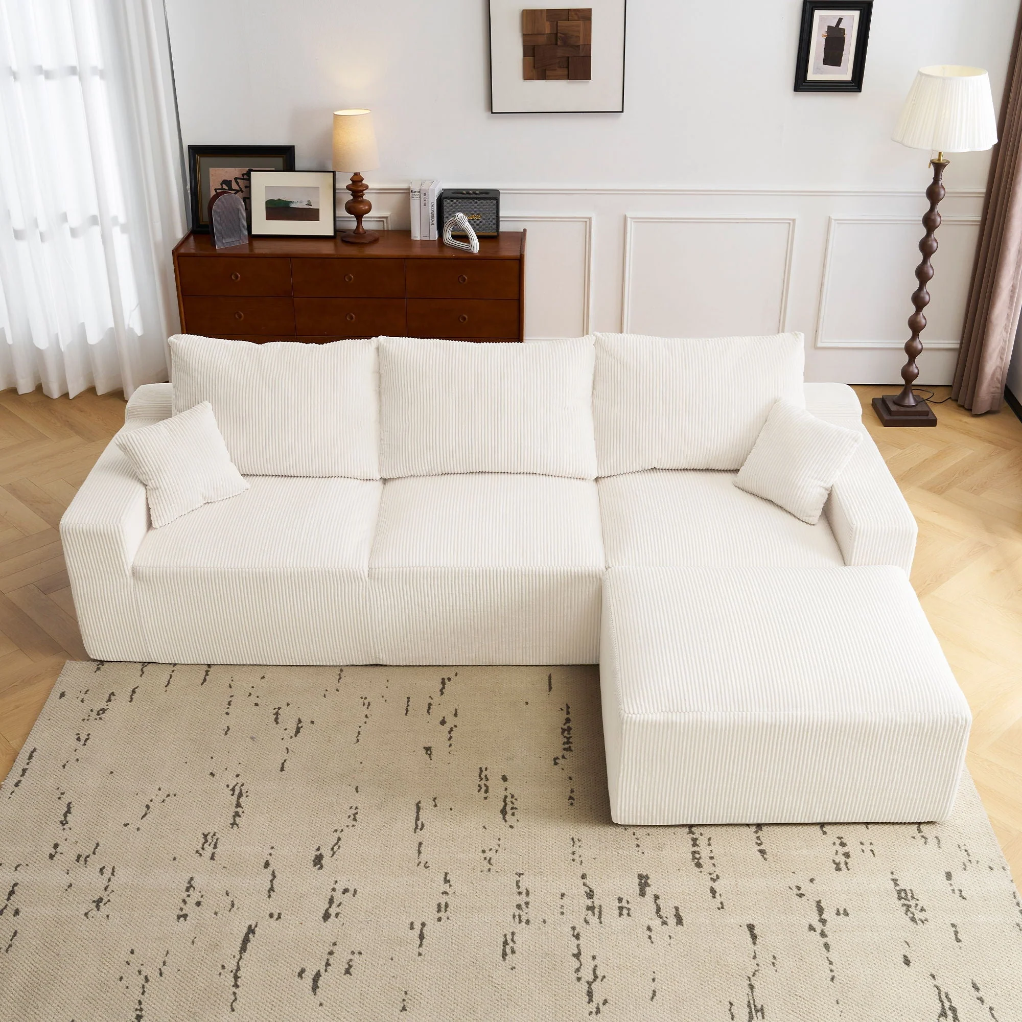L Shaped Sectional Sofa, Full Compression 3 Seater Cloud Couch With Chaise - Image 6