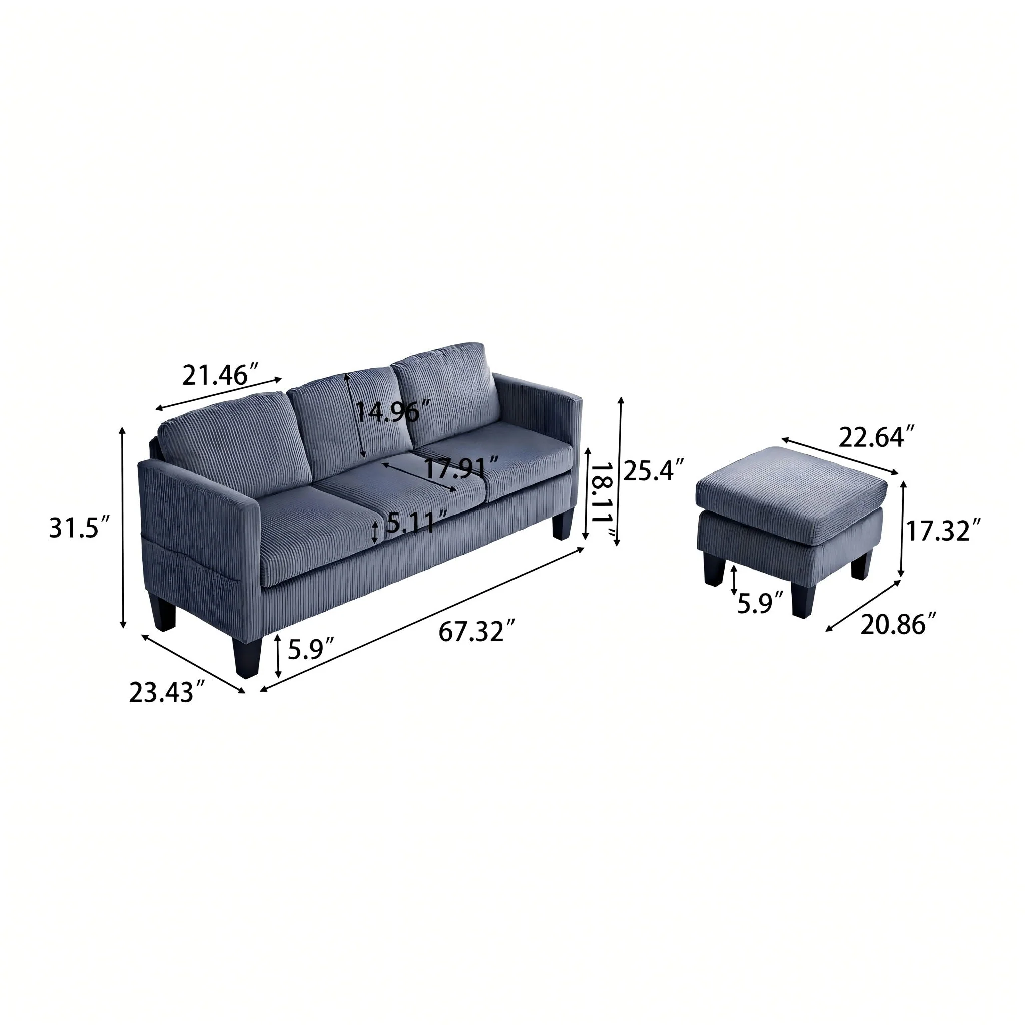 L-Shaped Sectional Sofa With Padded Cashmere, Space Saving Design For Living Rooms & Apartments - Gray - Image 4