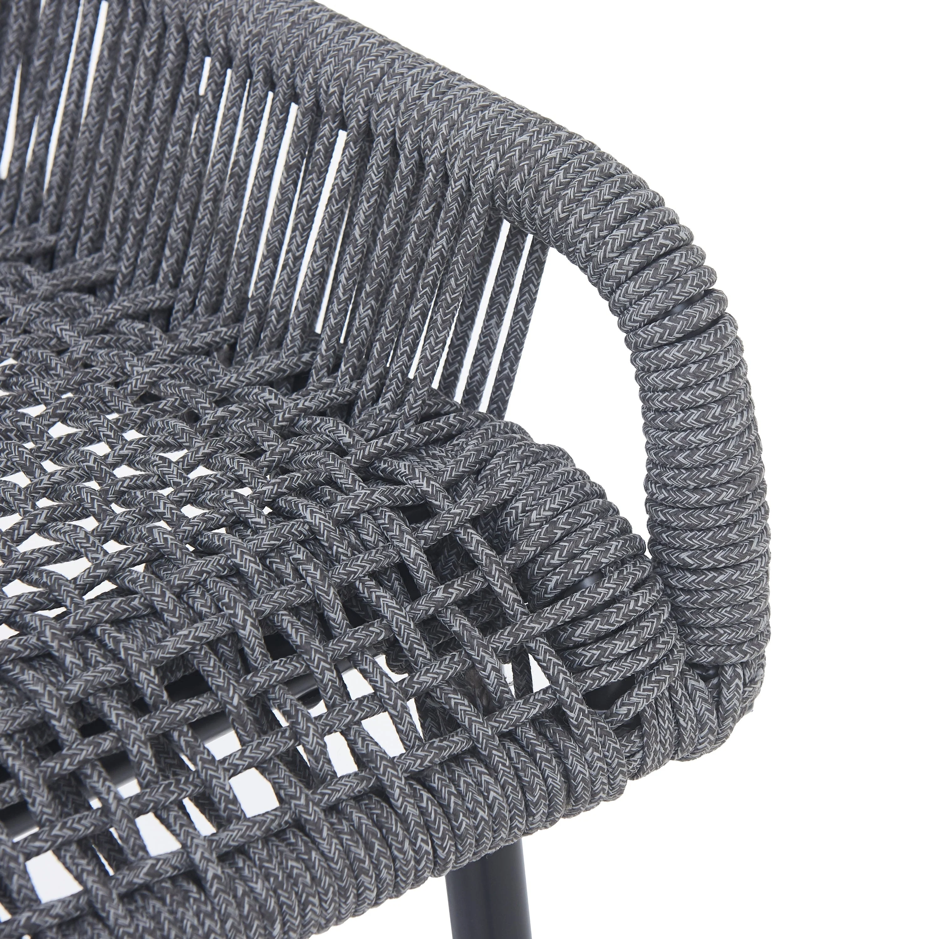 La Push Outdoor Patio Dark Gray Rope Barstool (Set of 2) - Image 11