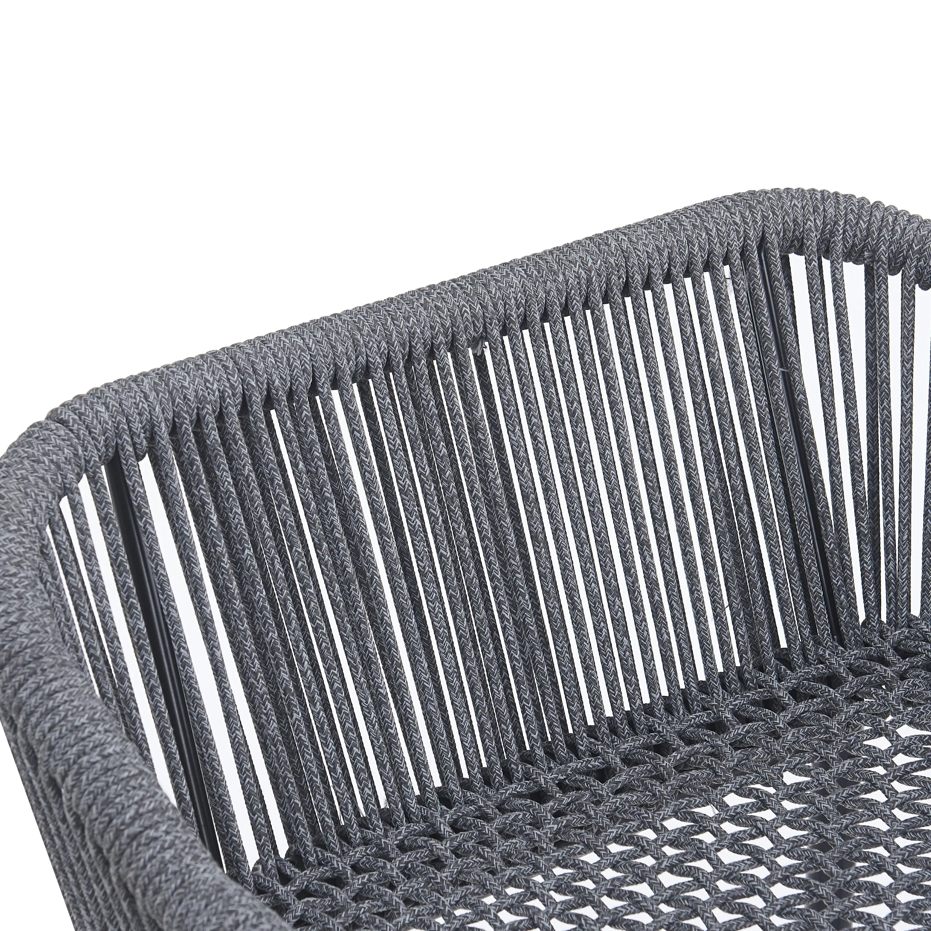 La Push Outdoor Patio Dark Gray Rope Barstool (Set of 2) - Image 12