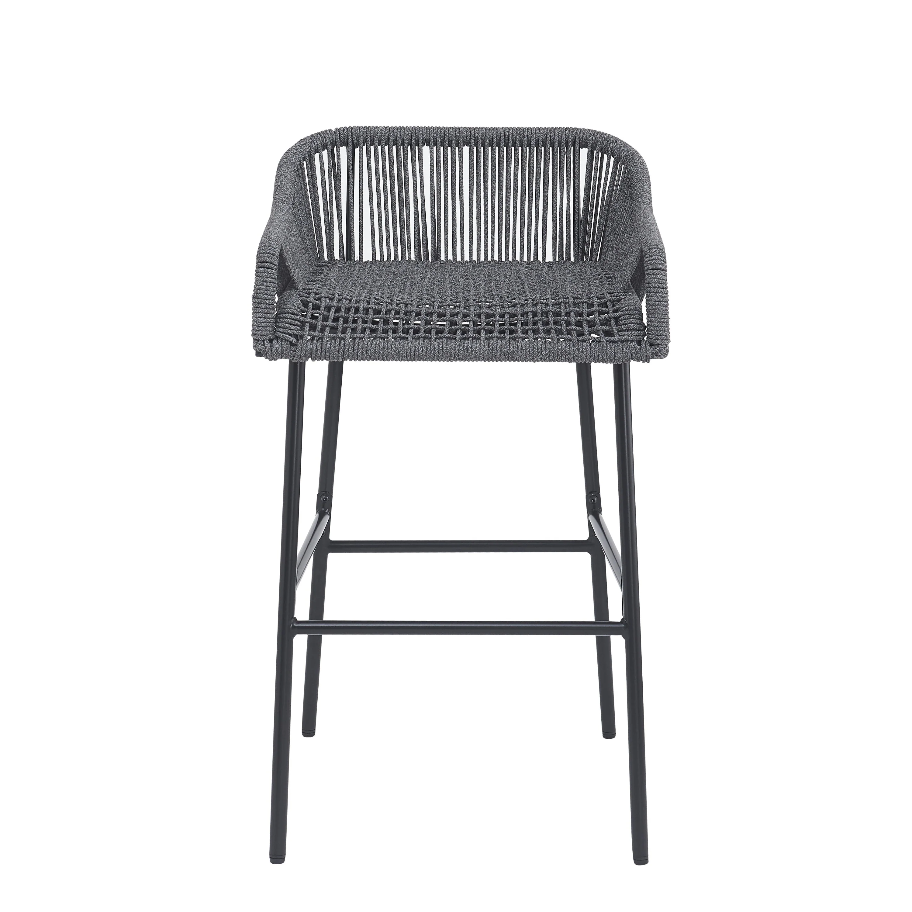 La Push Outdoor Patio Dark Gray Rope Barstool (Set of 2) - Image 3
