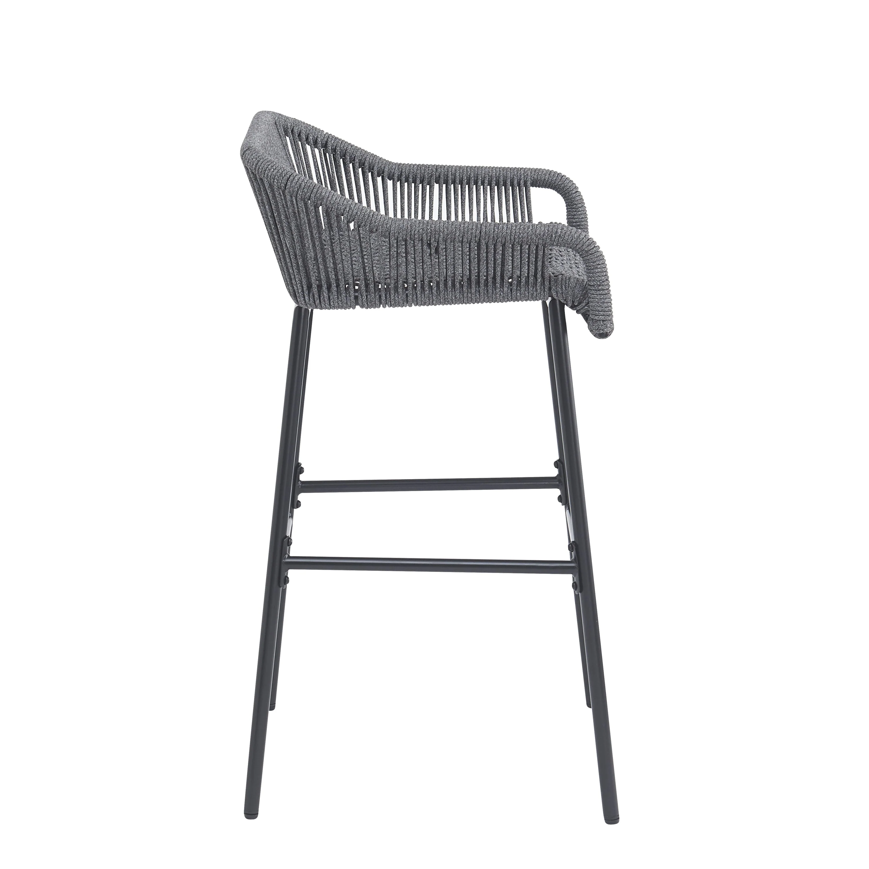 La Push Outdoor Patio Dark Gray Rope Barstool (Set of 2) - Image 5