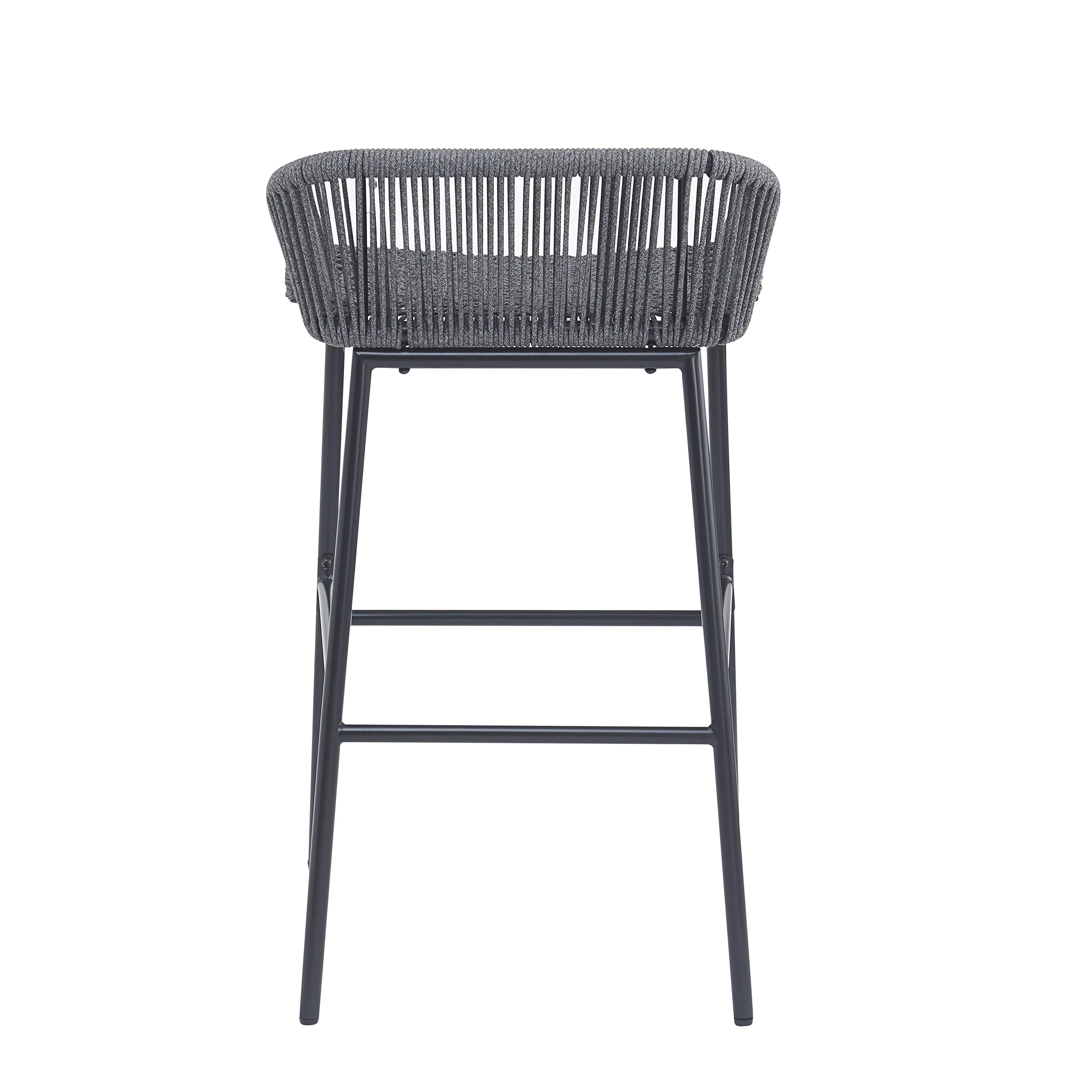 La Push Outdoor Patio Dark Gray Rope Barstool (Set of 2) - Image 7