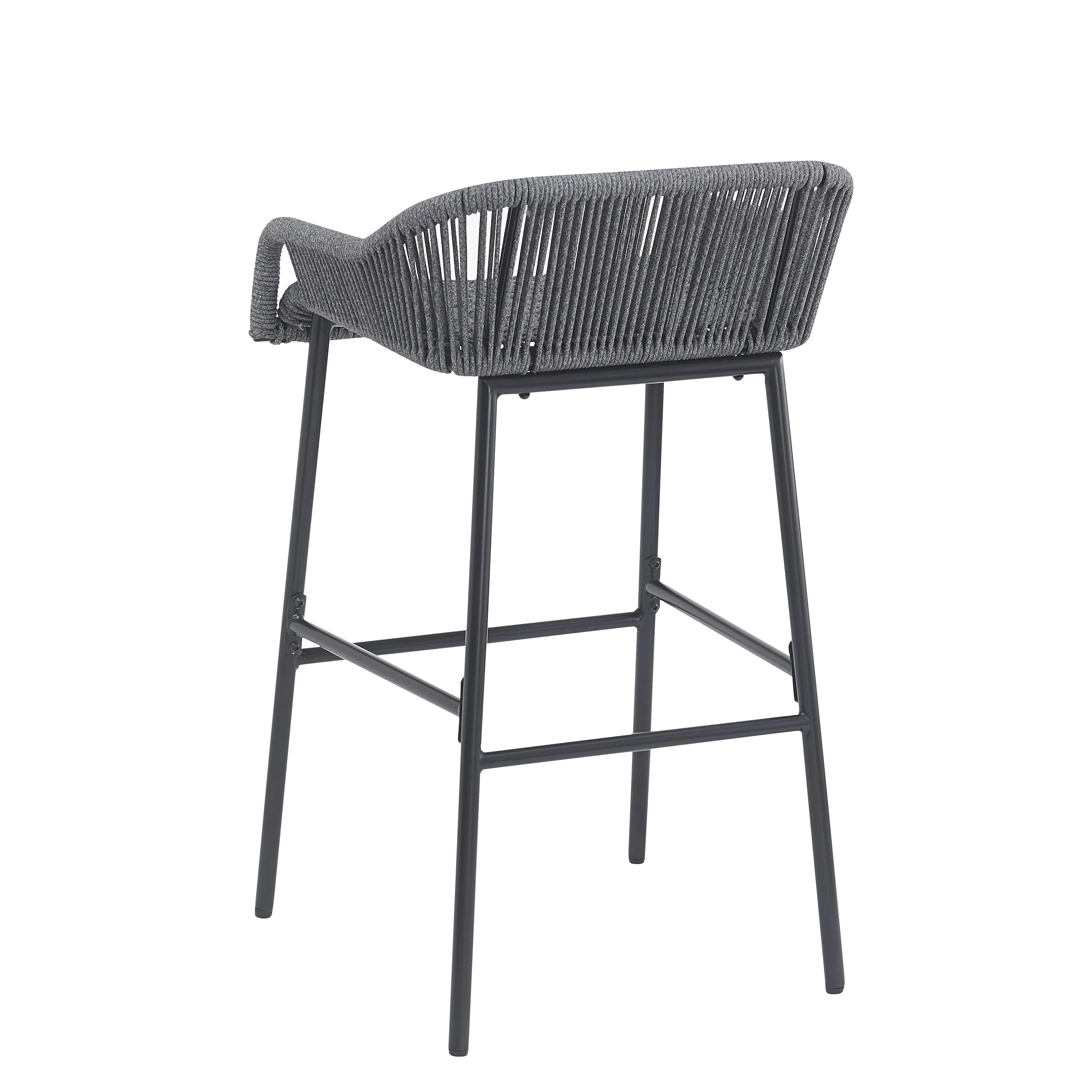 La Push Outdoor Patio Dark Gray Rope Barstool (Set of 2) - Image 8