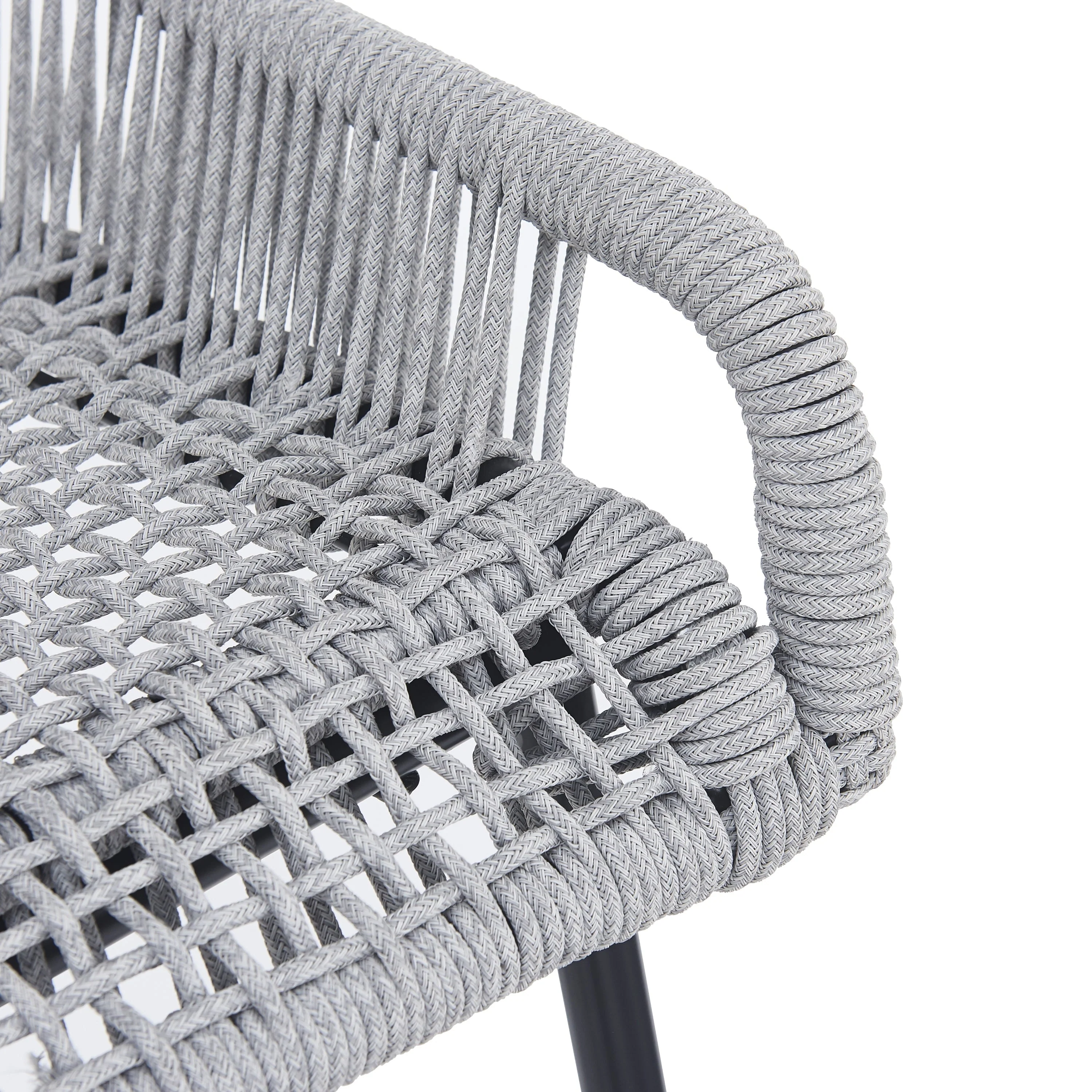 La Push Outdoor Patio Light Gray Rope Bar Stool, Set of 2 - Image 11