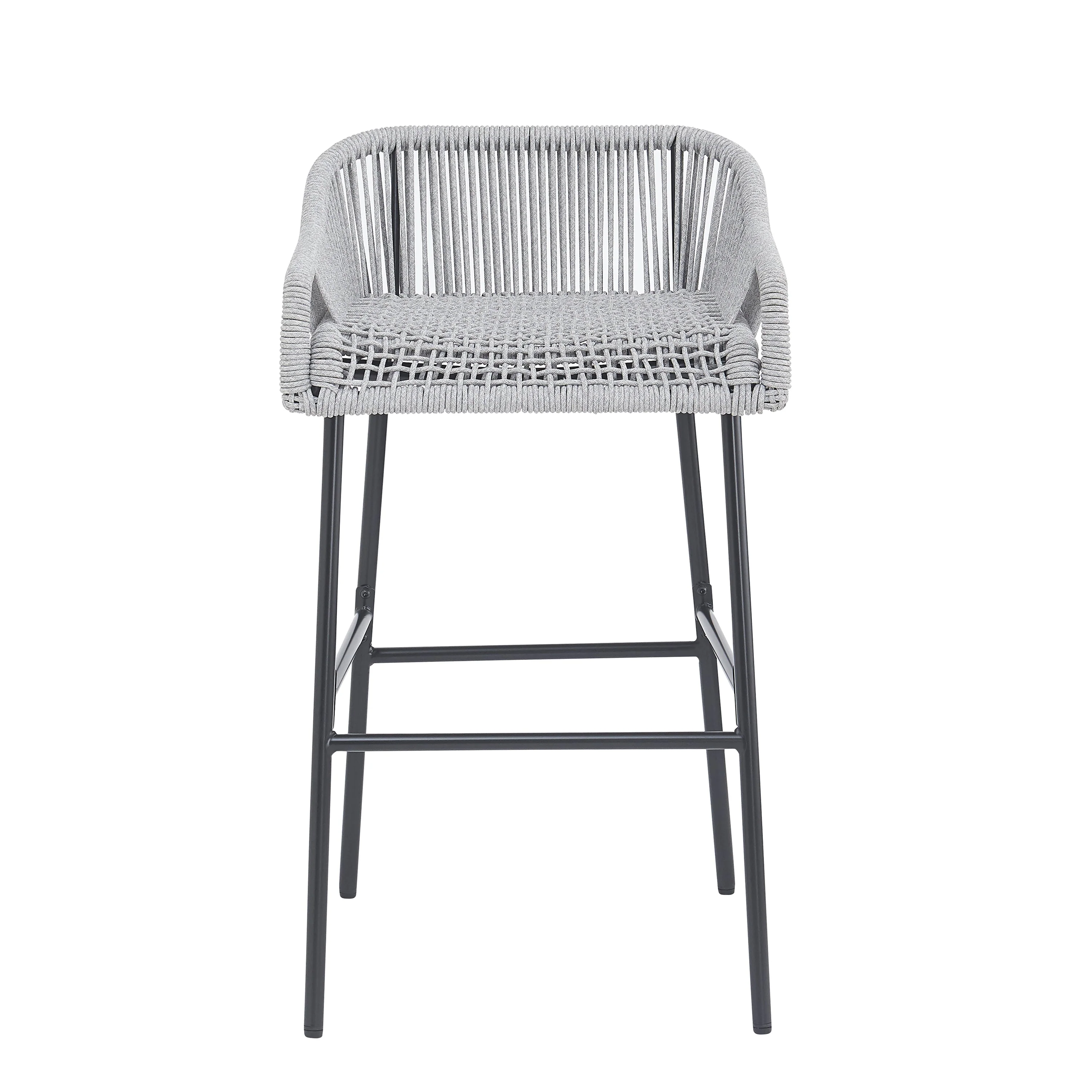 La Push Outdoor Patio Light Gray Rope Bar Stool, Set of 2 - Image 3