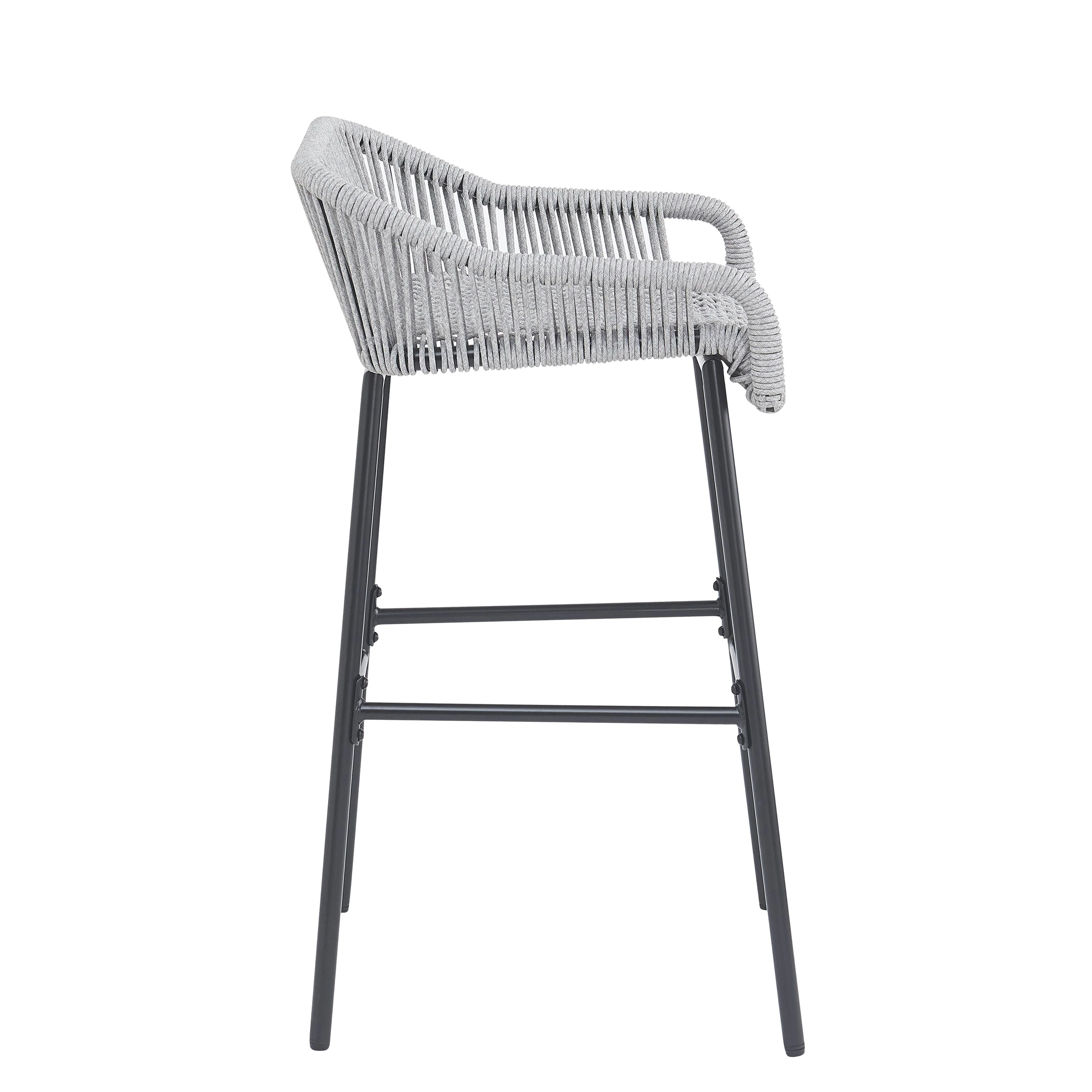 La Push Outdoor Patio Light Gray Rope Bar Stool, Set of 2 - Image 5