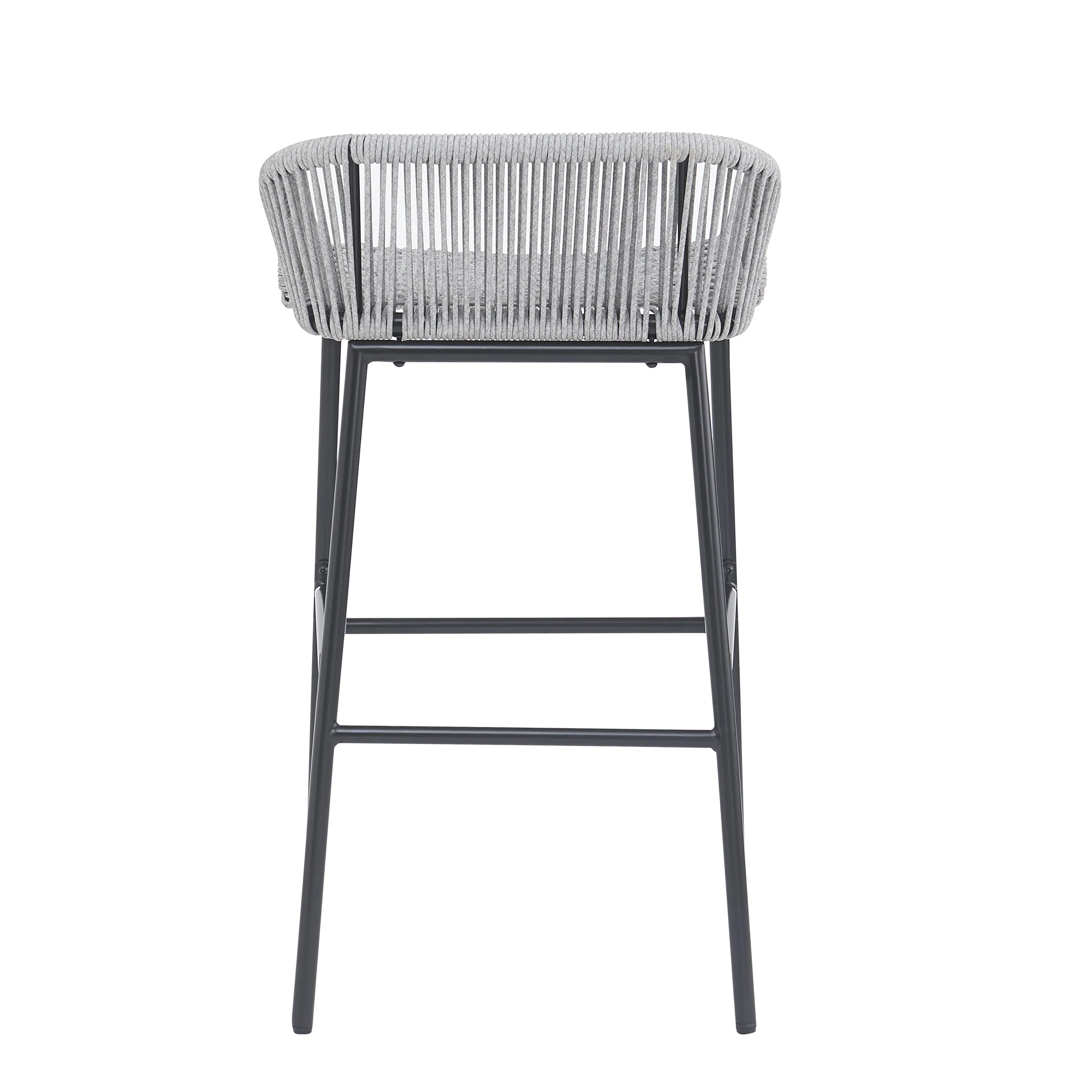 La Push Outdoor Patio Light Gray Rope Bar Stool, Set of 2 - Image 6