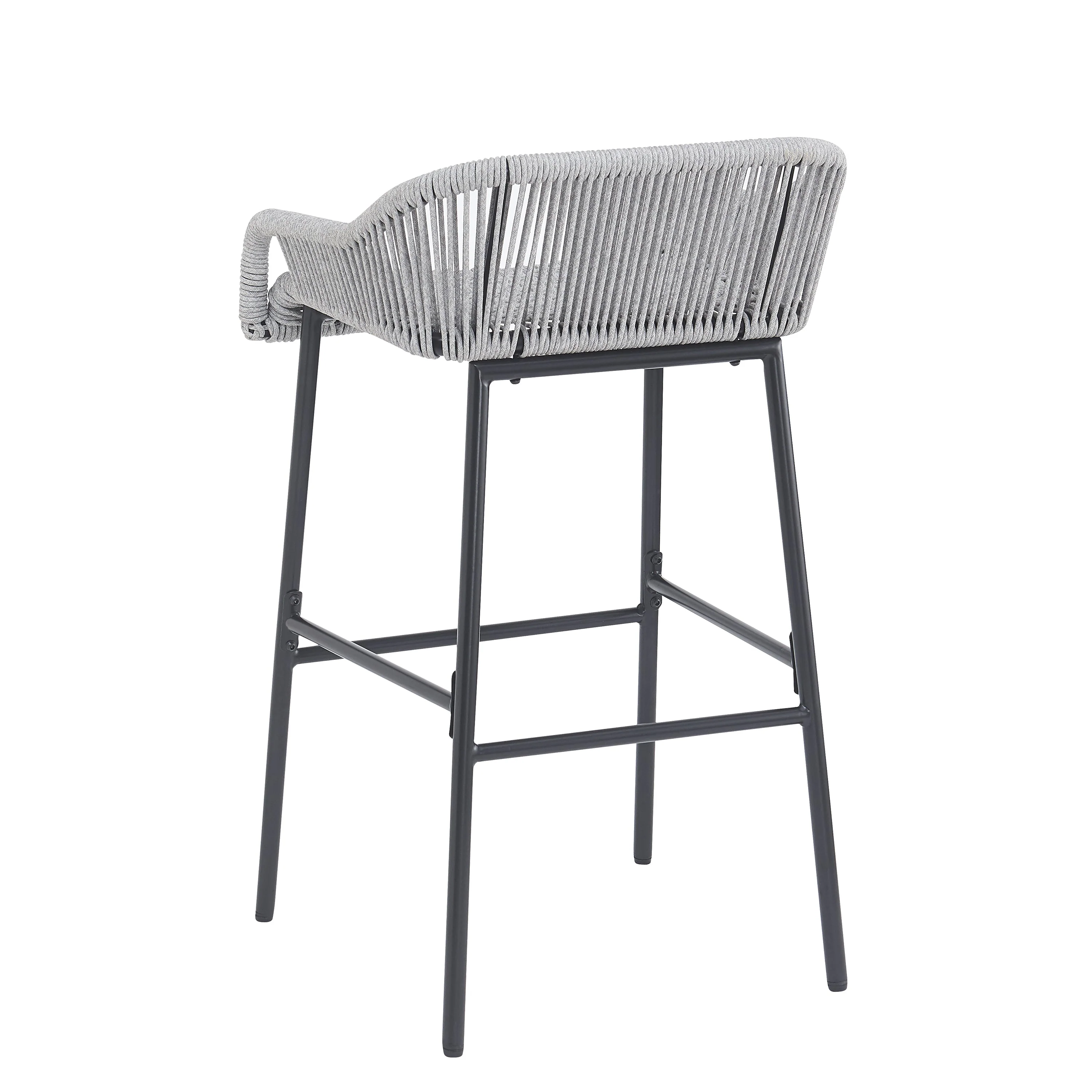 La Push Outdoor Patio Light Gray Rope Bar Stool, Set of 2 - Image 7