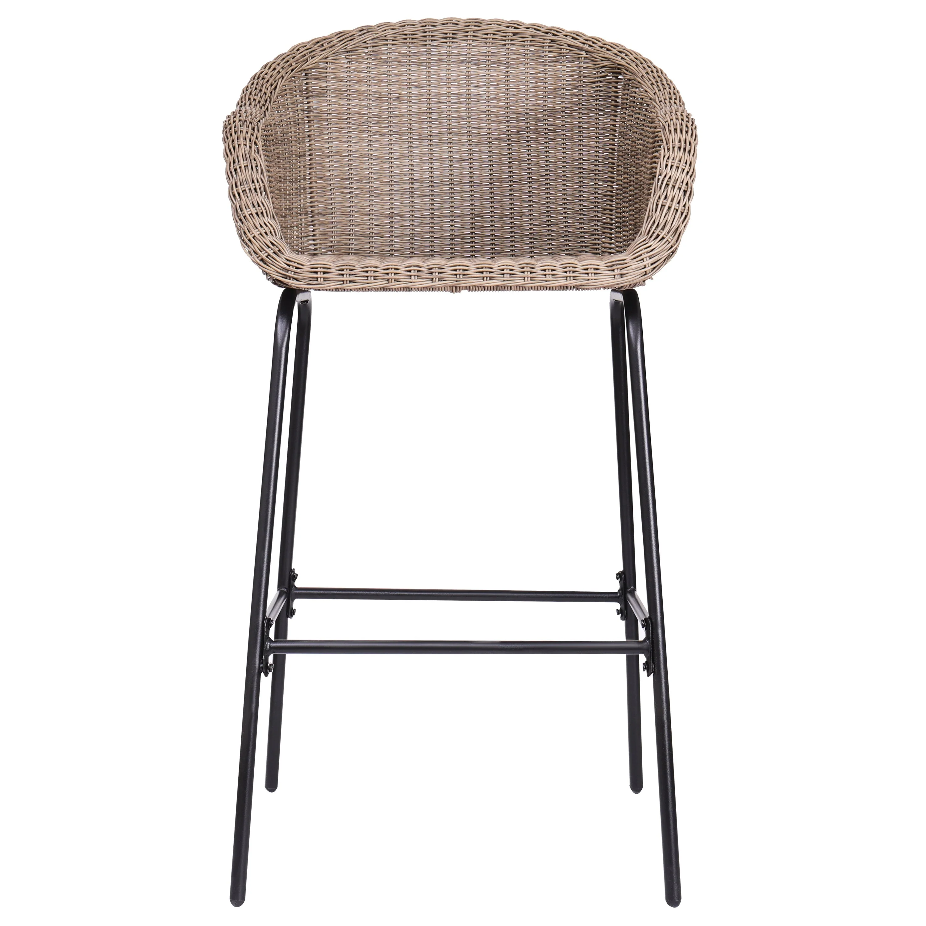Ladd Outdoor Metal Wicker Barstool Set of 2 - Image 4