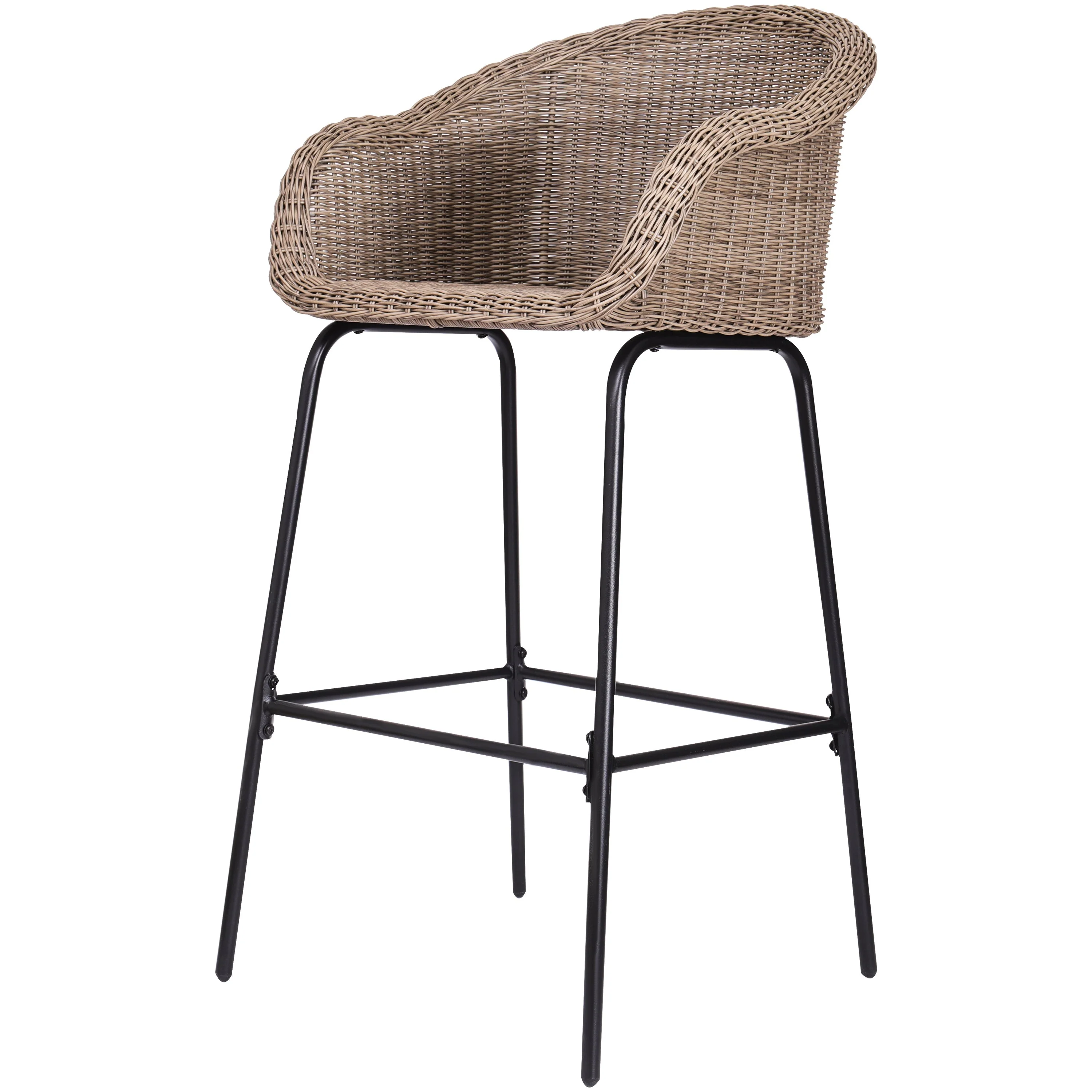 Ladd Outdoor Metal Wicker Barstool Set of 2 - Image 5