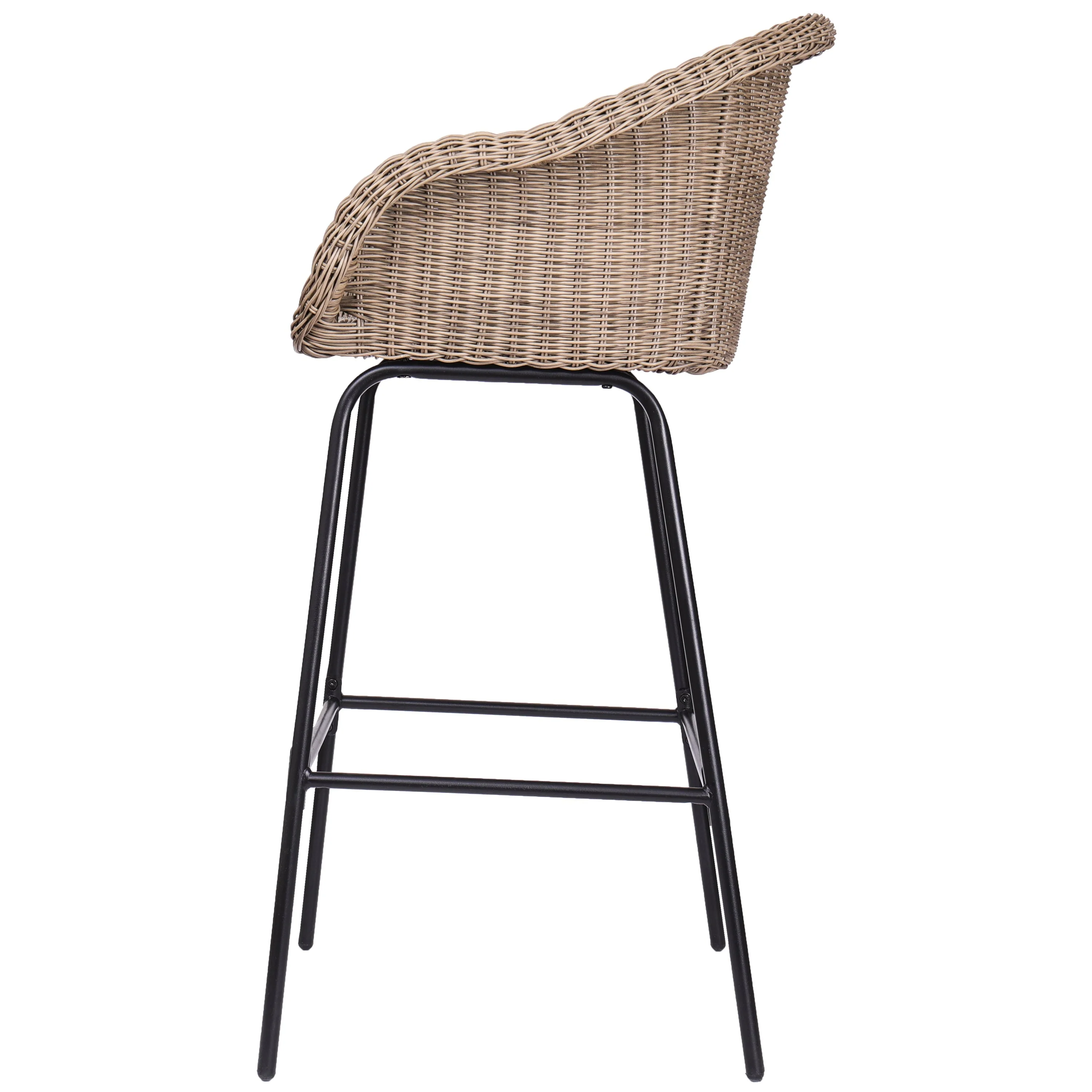 Ladd Outdoor Metal Wicker Barstool Set of 2 - Image 6