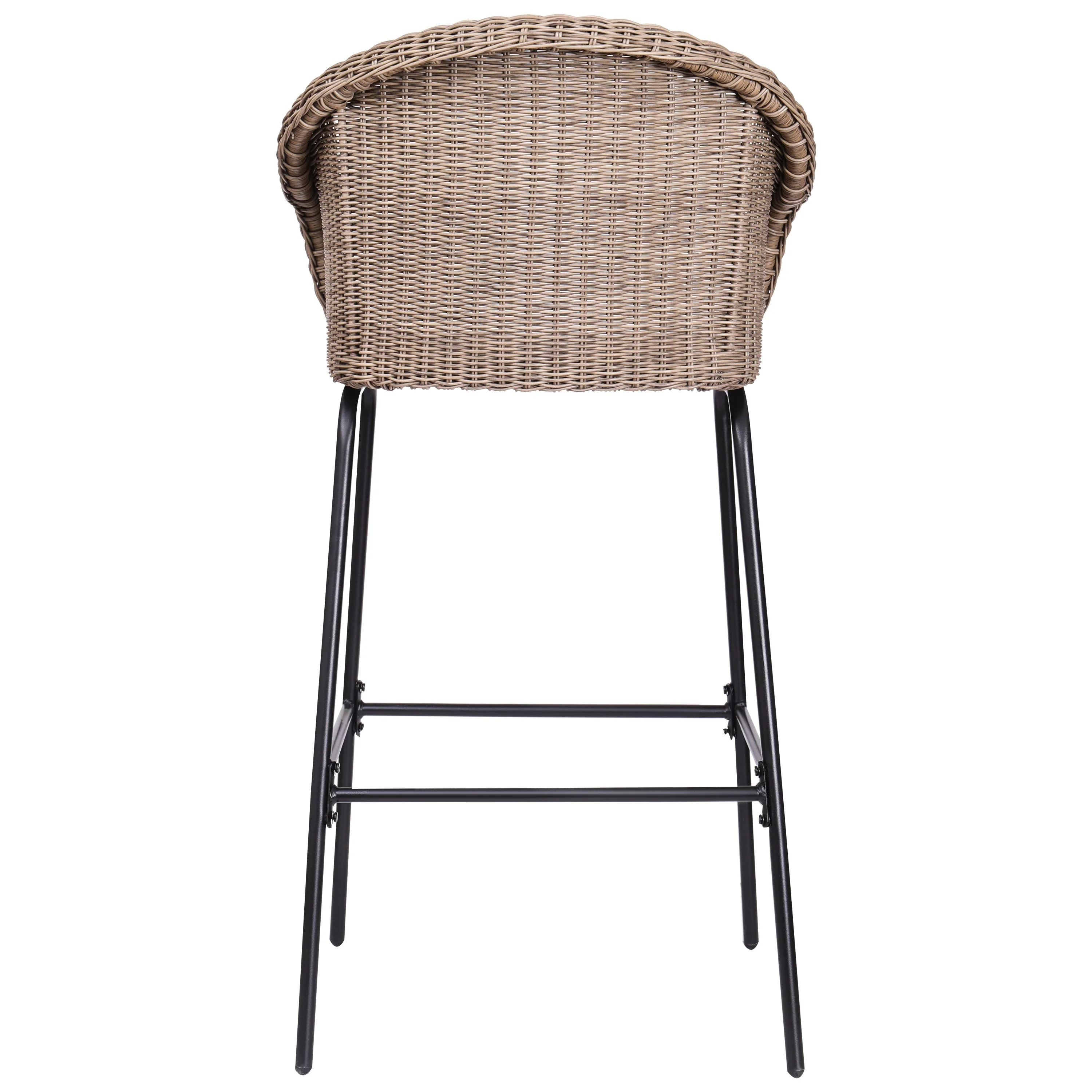 Ladd Outdoor Metal Wicker Barstool Set of 2 - Image 7