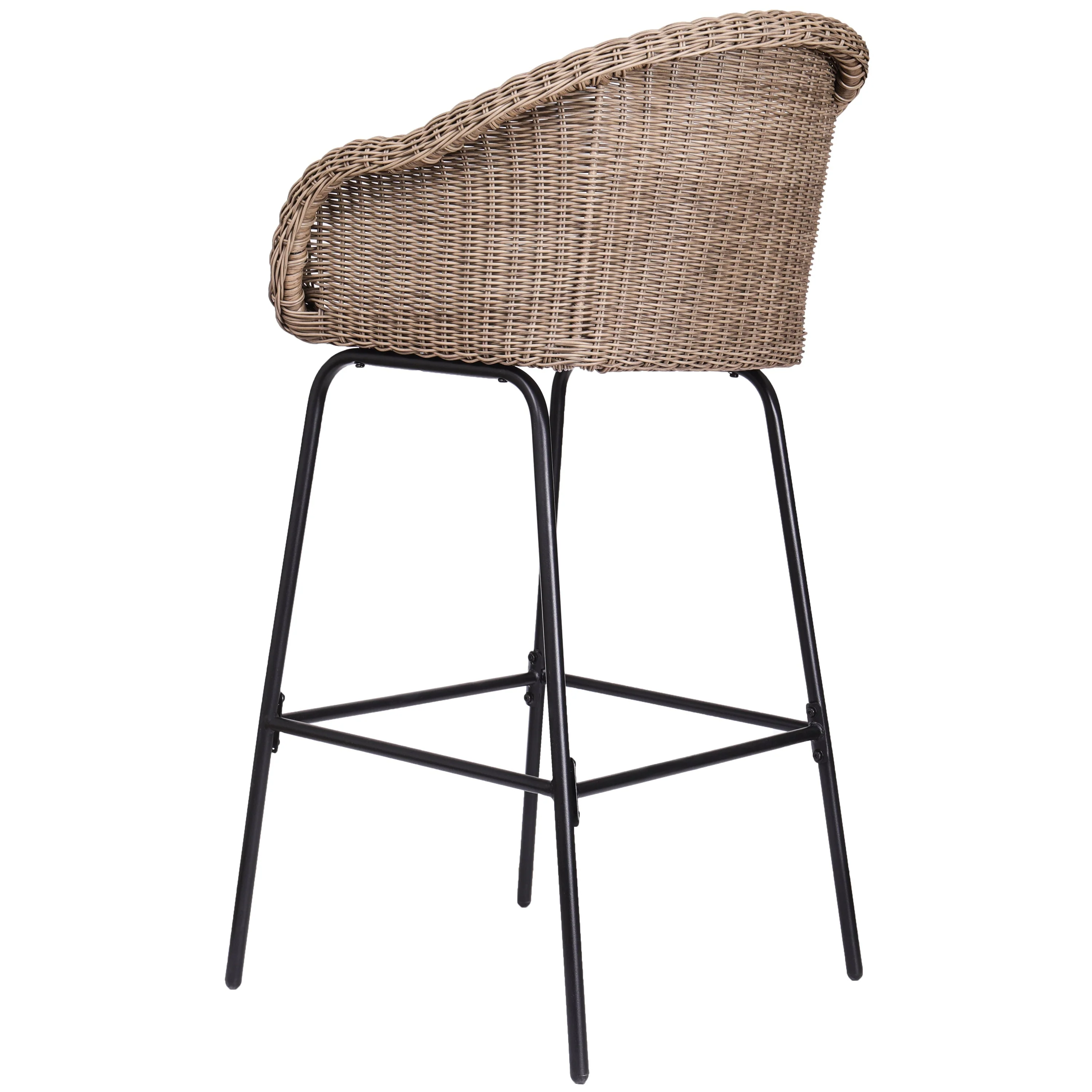 Ladd Outdoor Metal Wicker Barstool Set of 2 - Image 8