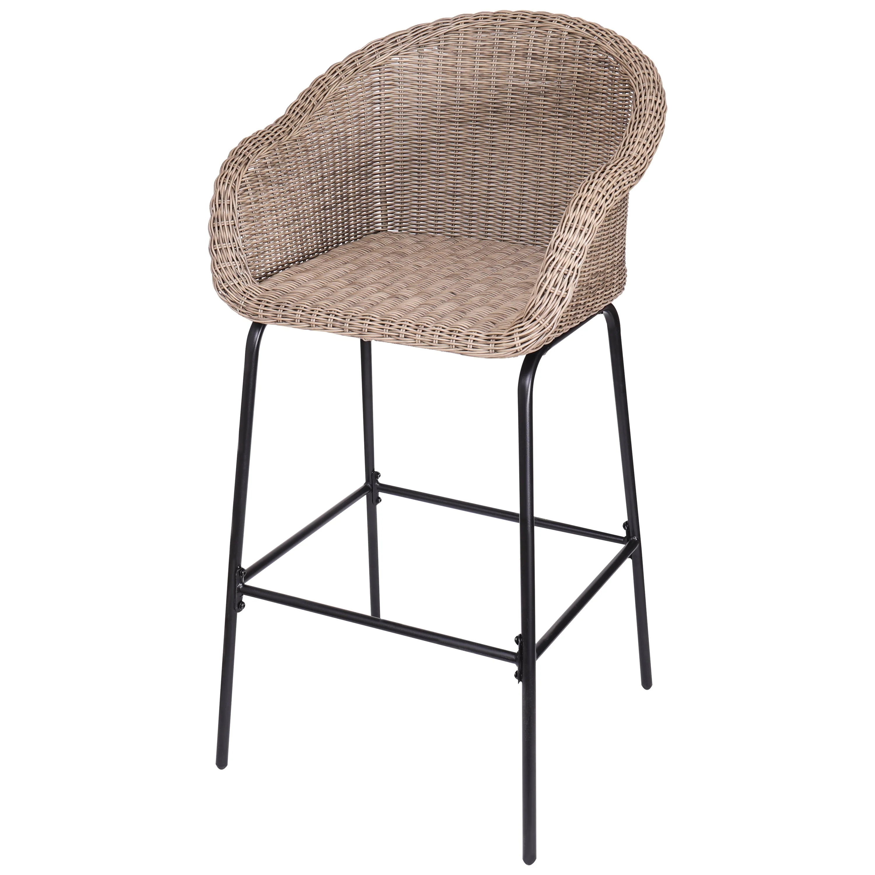 Ladd Outdoor Metal Wicker Barstool Set of 2 - Image 9