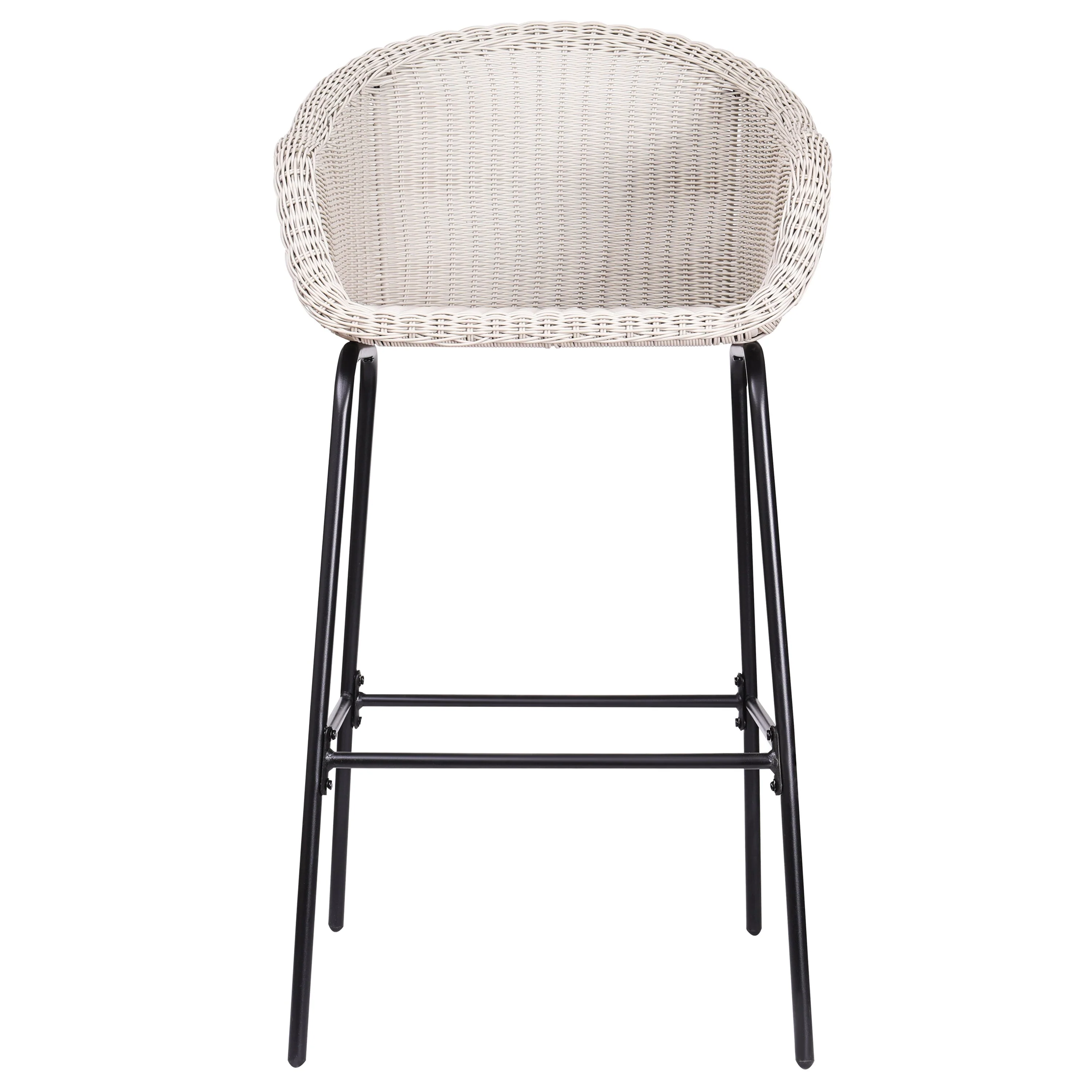 Ladd Outdoor Metal Wicker Barstool Set of 2 - Light Gray - Image 3