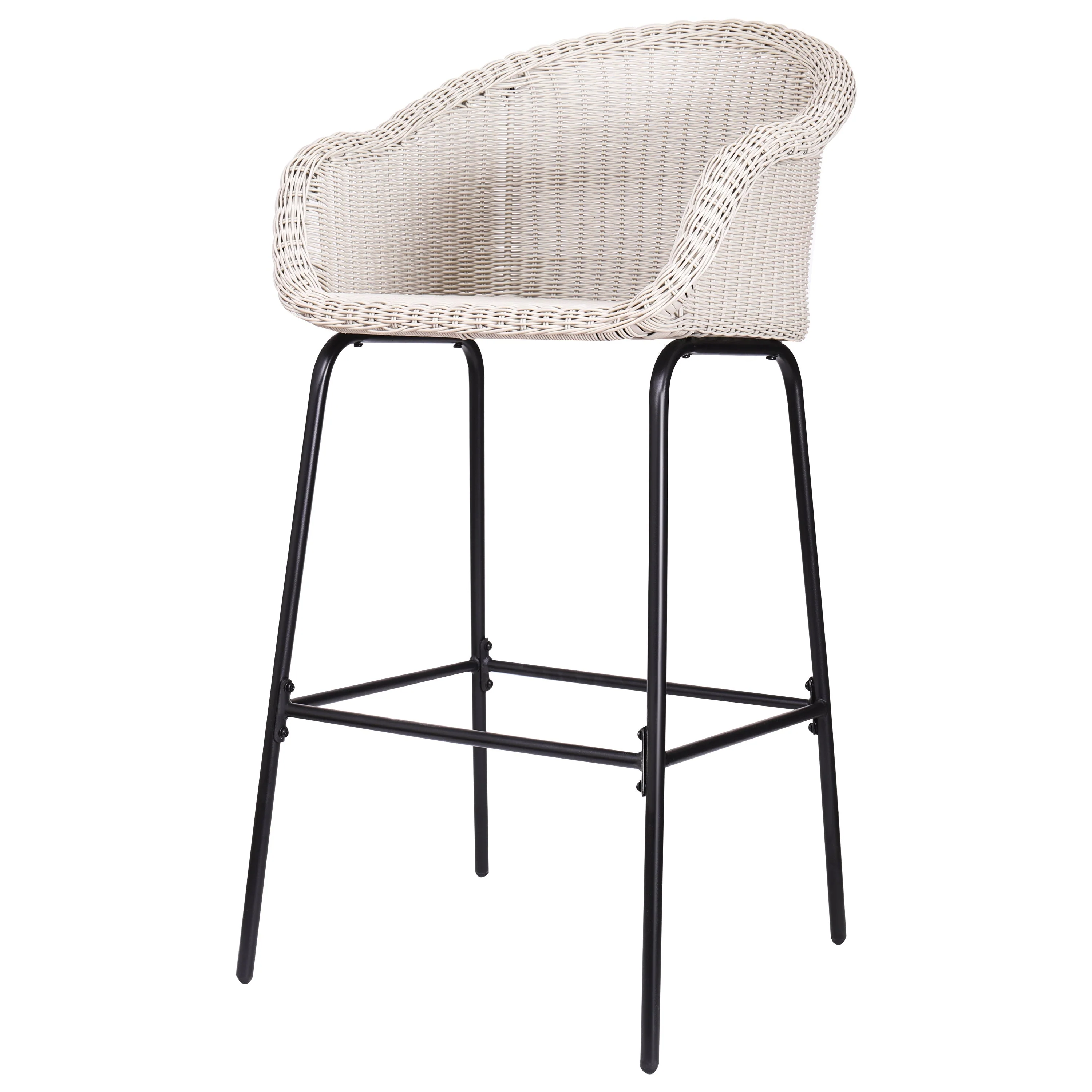 Ladd Outdoor Metal Wicker Barstool Set of 2 - Light Gray - Image 4