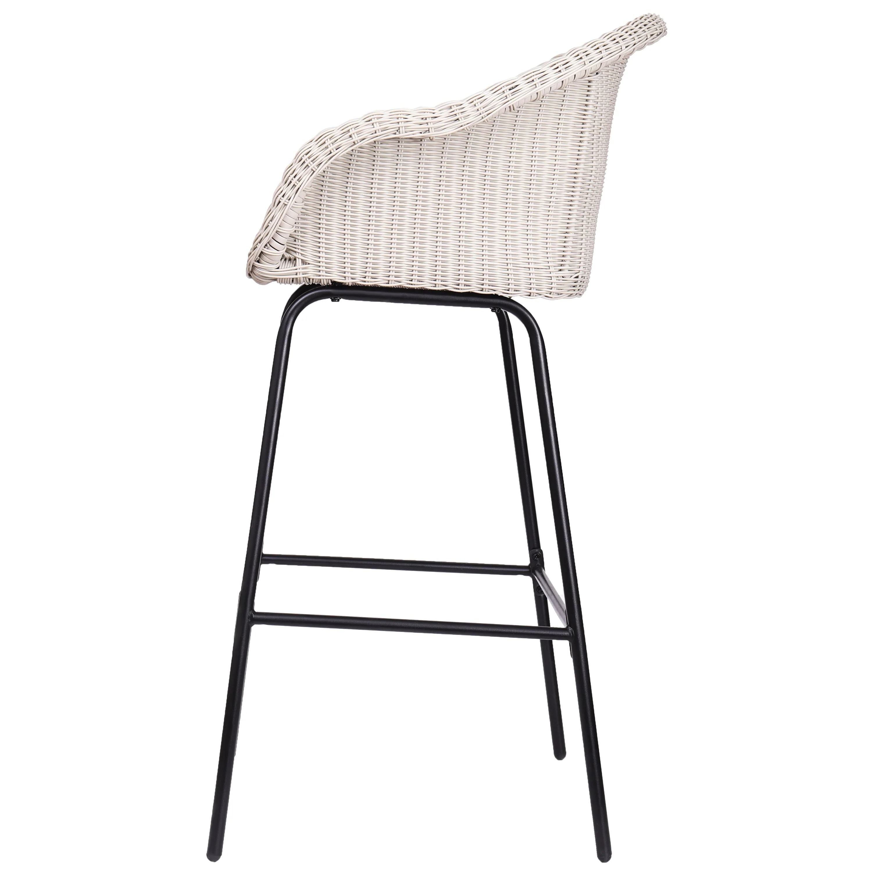 Ladd Outdoor Metal Wicker Barstool Set of 2 - Light Gray - Image 5