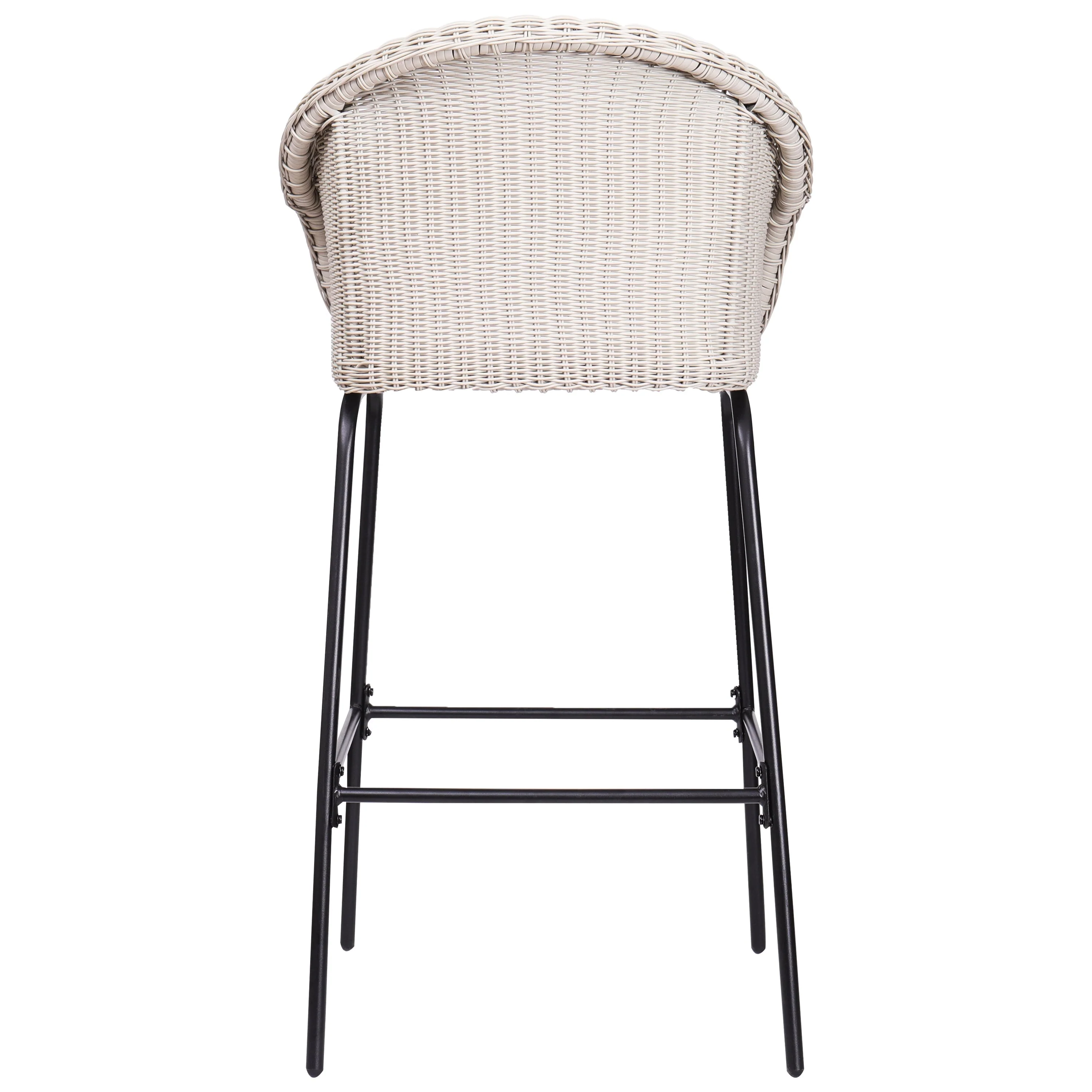 Ladd Outdoor Metal Wicker Barstool Set of 2 - Light Gray - Image 6