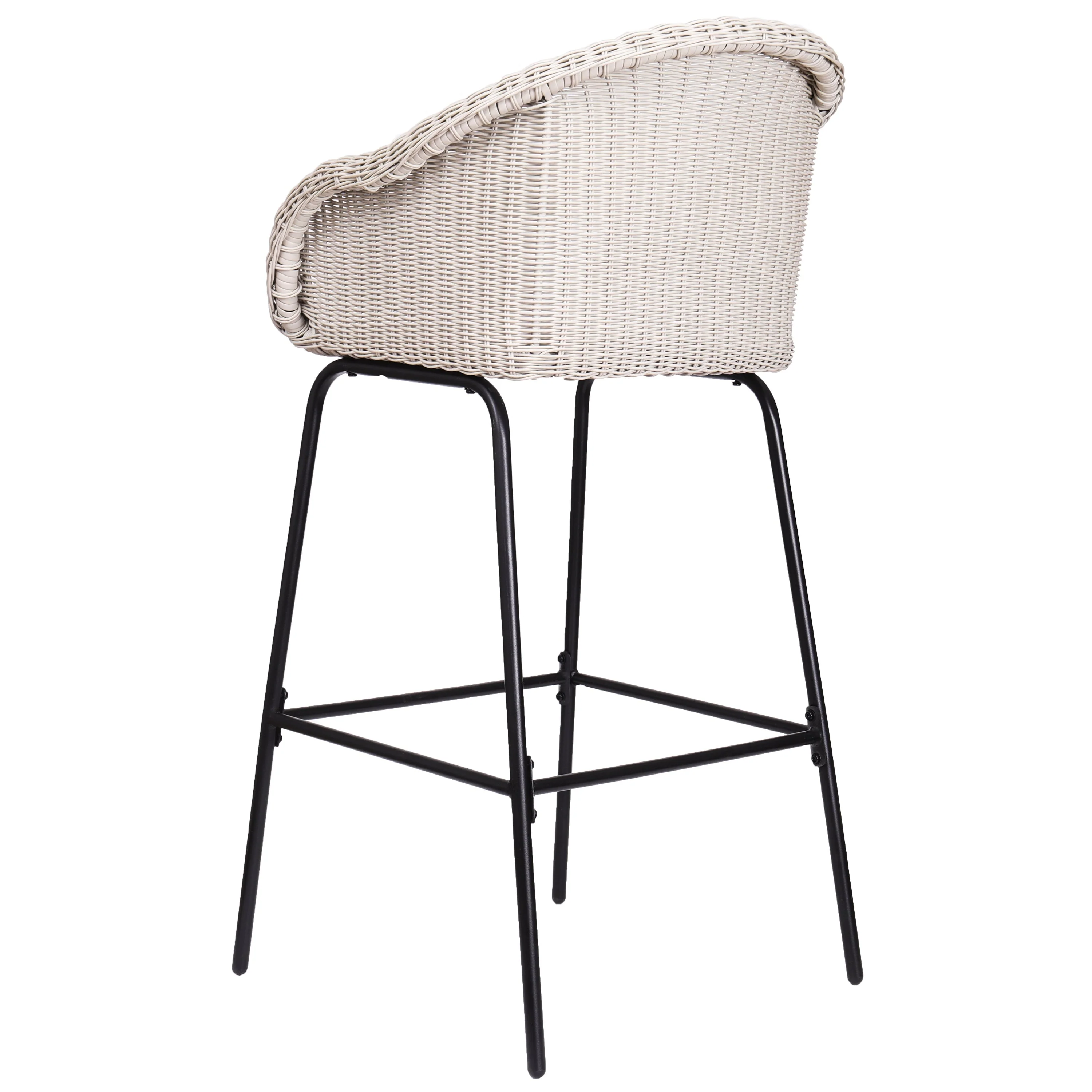 Ladd Outdoor Metal Wicker Barstool Set of 2 - Light Gray - Image 7