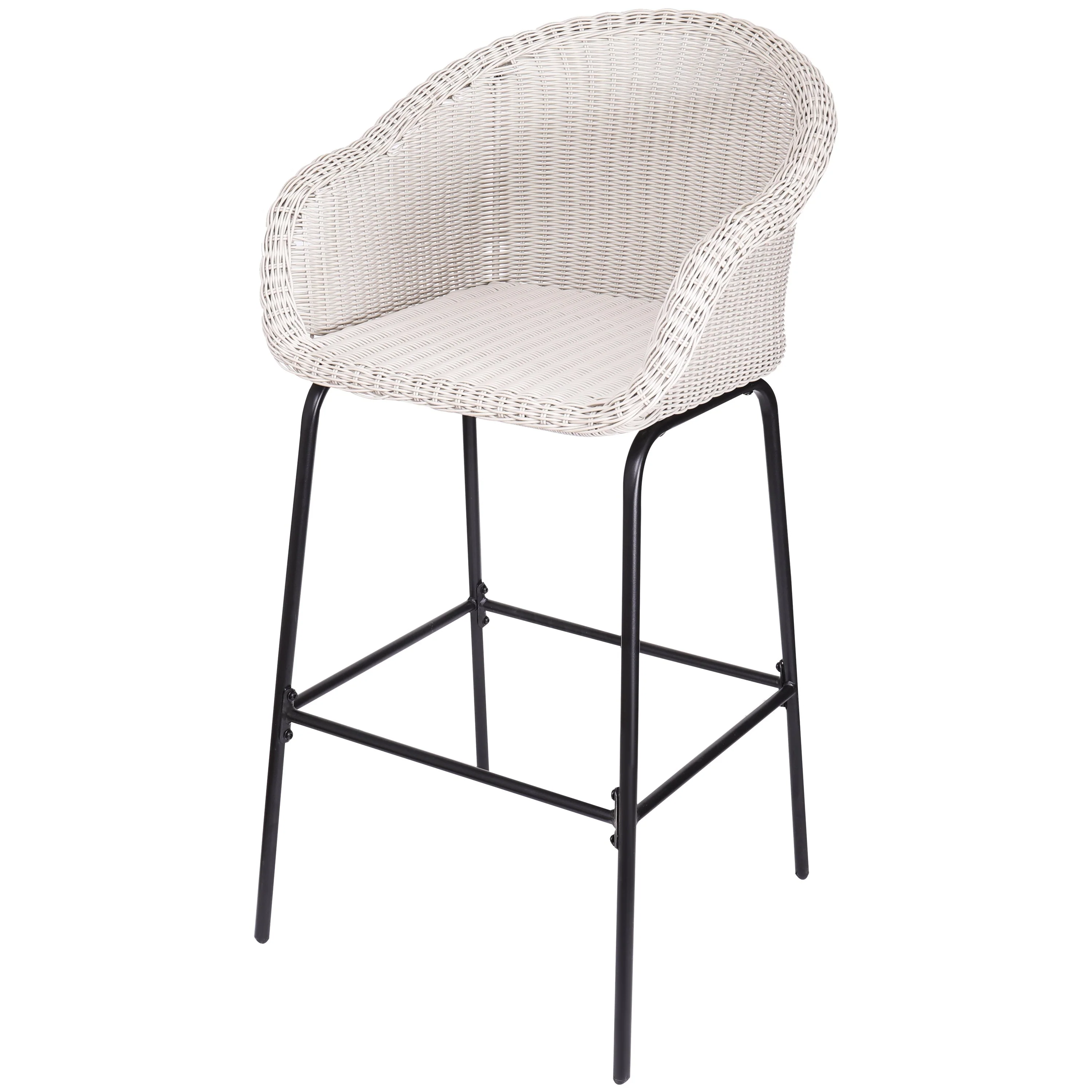 Ladd Outdoor Metal Wicker Barstool Set of 2 - Light Gray - Image 9