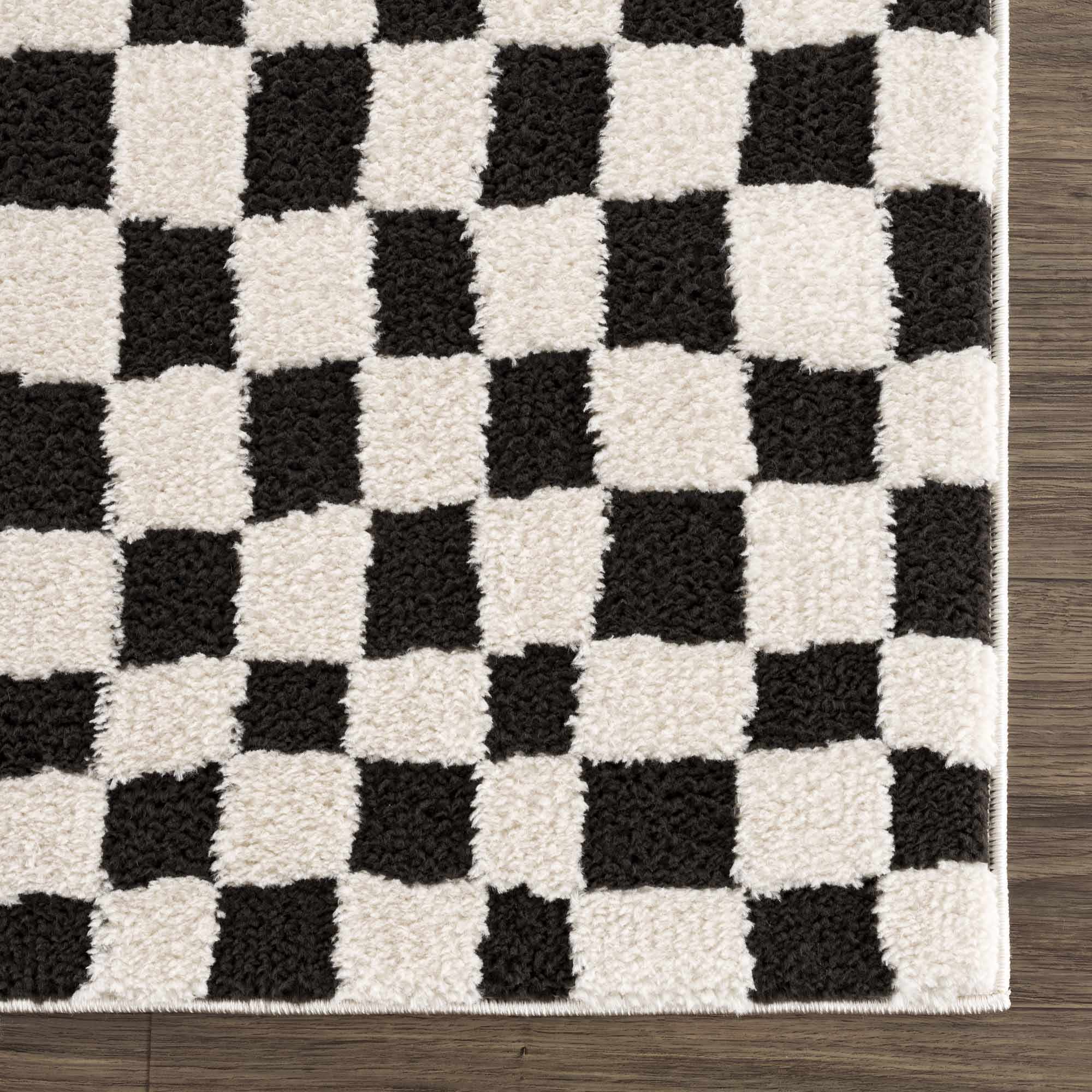 Lajos Black & White Checkered Plush Rug - Image 10