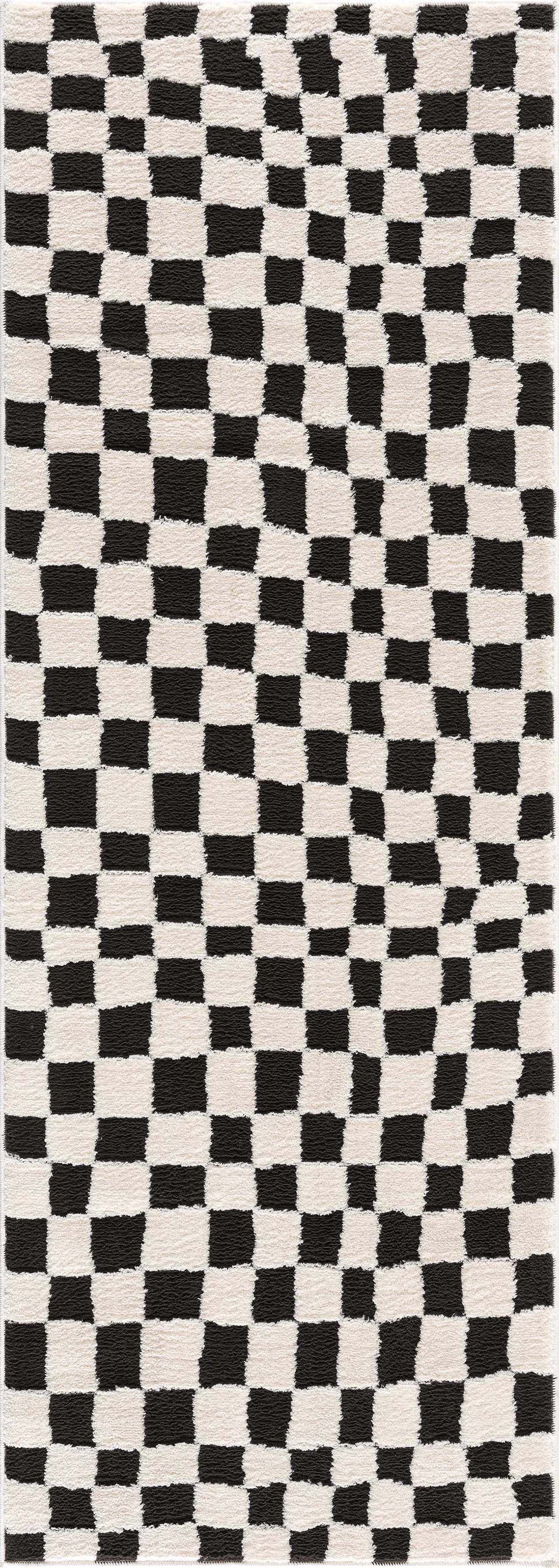 Lajos Black & White Checkered Plush Rug - Image 12