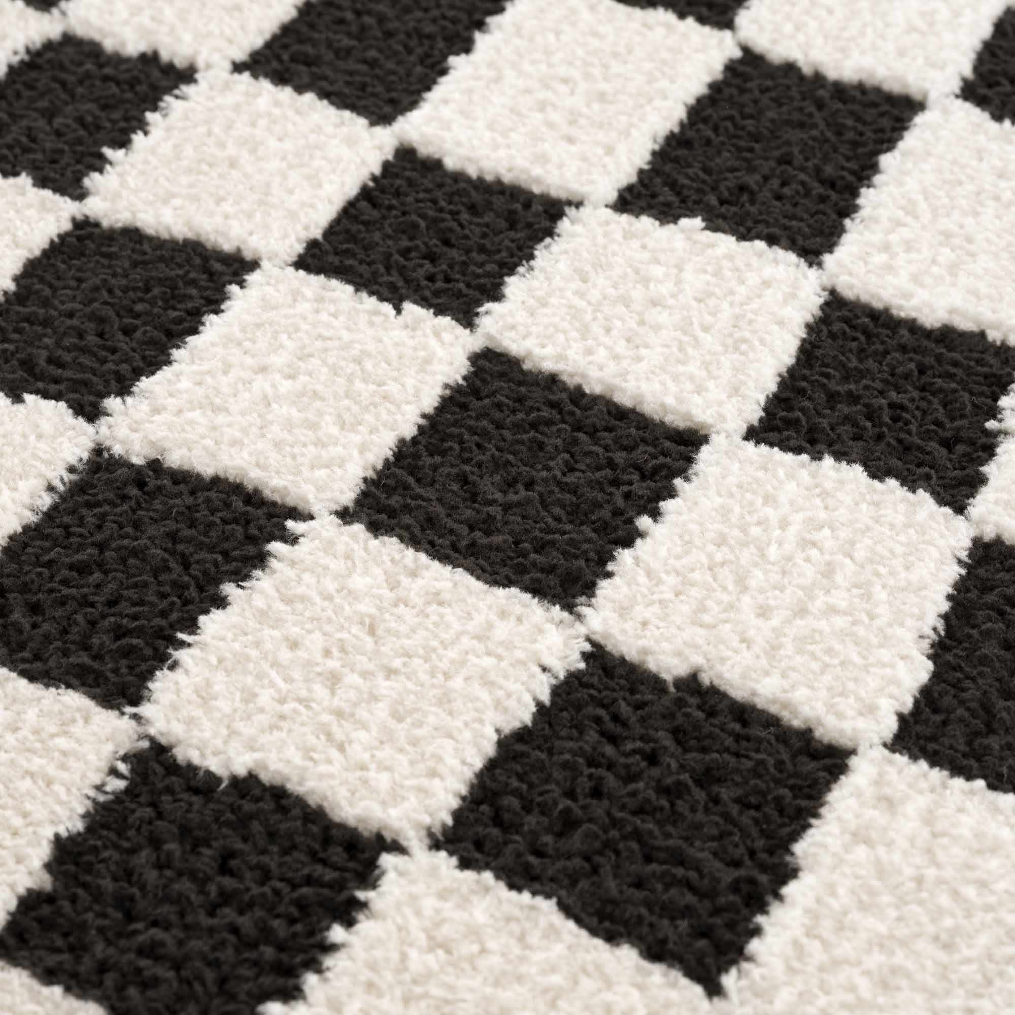 Lajos Black & White Checkered Plush Rug - Image 17