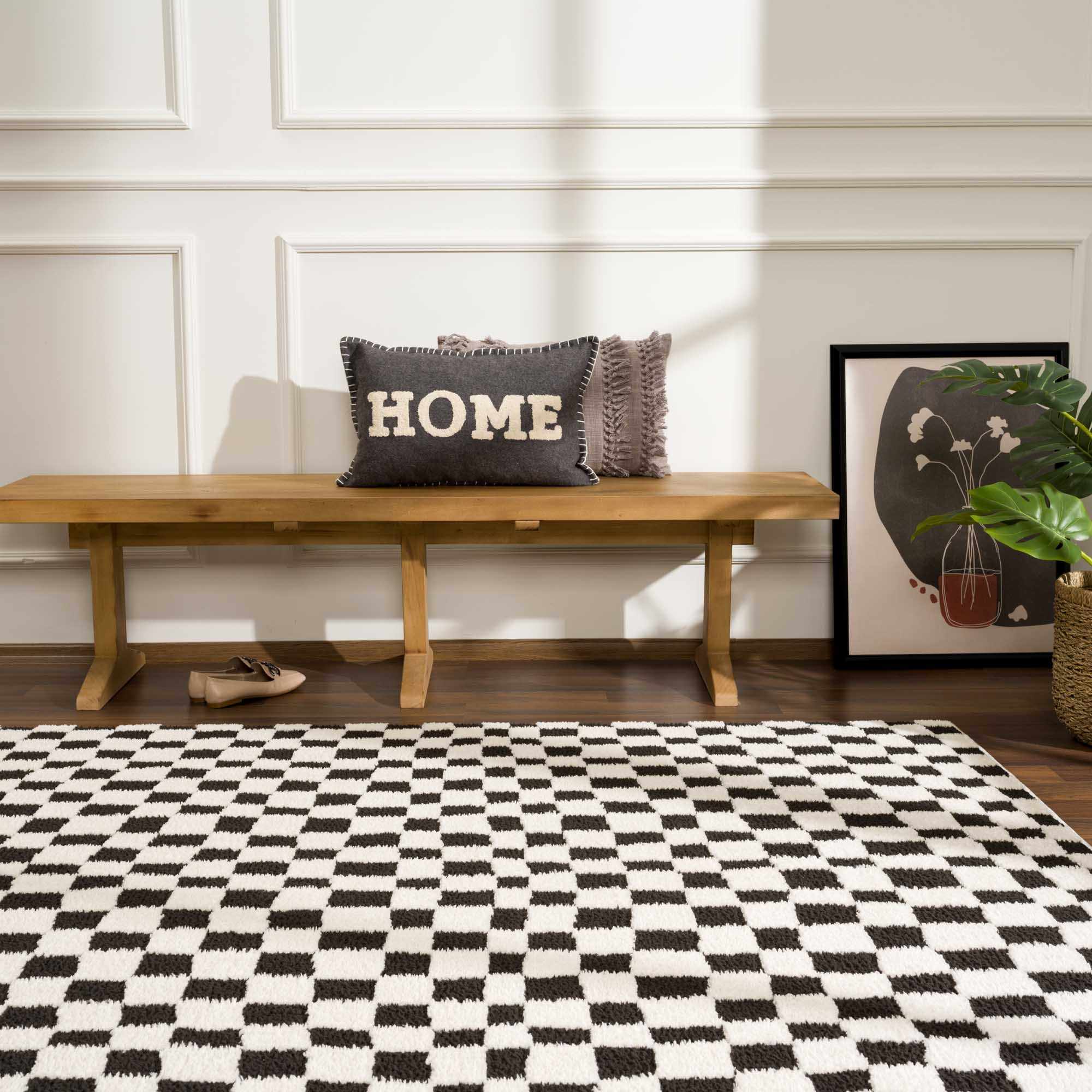 Lajos Black & White Checkered Plush Rug - Image 19