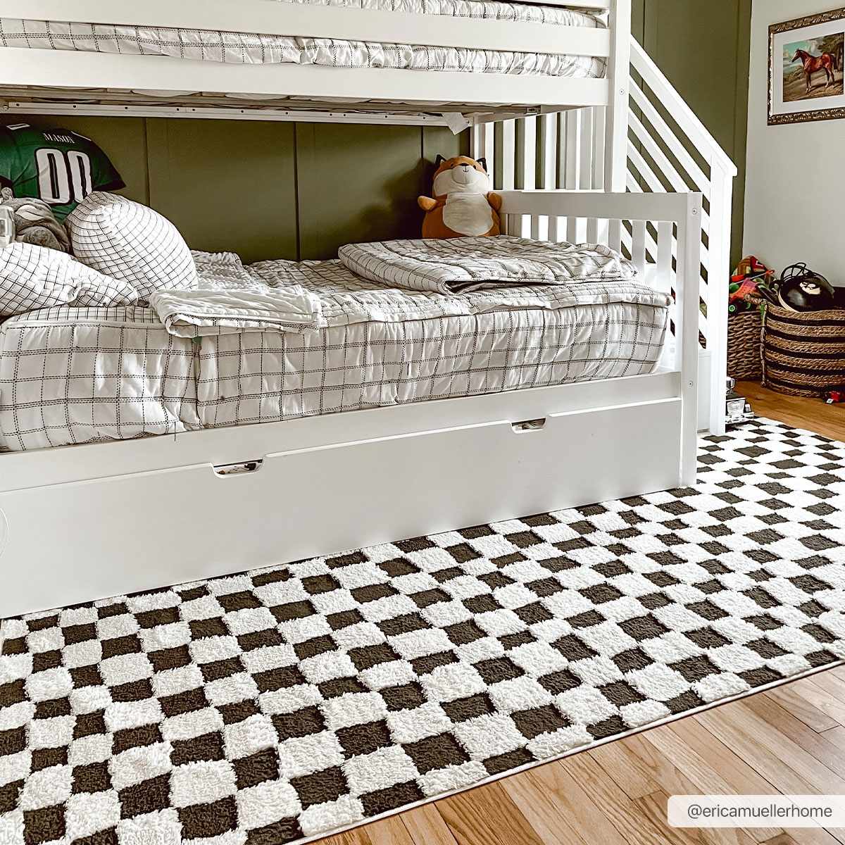 Lajos Black & White Checkered Plush Rug - Image 4