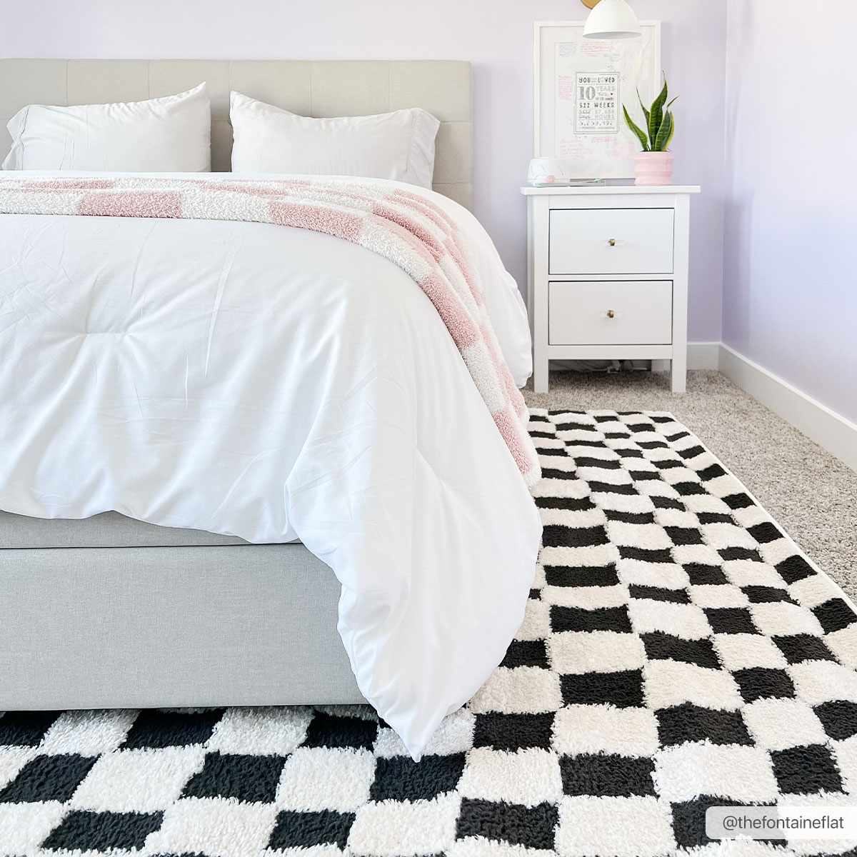 Lajos Black & White Checkered Plush Rug - Image 5