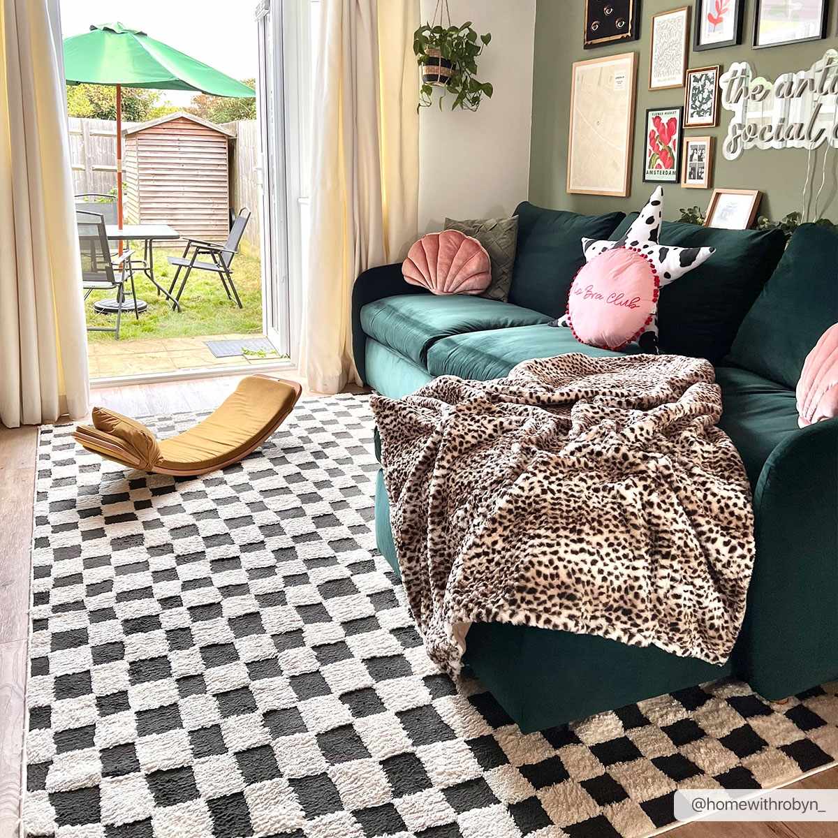 Lajos Black & White Checkered Plush Rug - Image 6