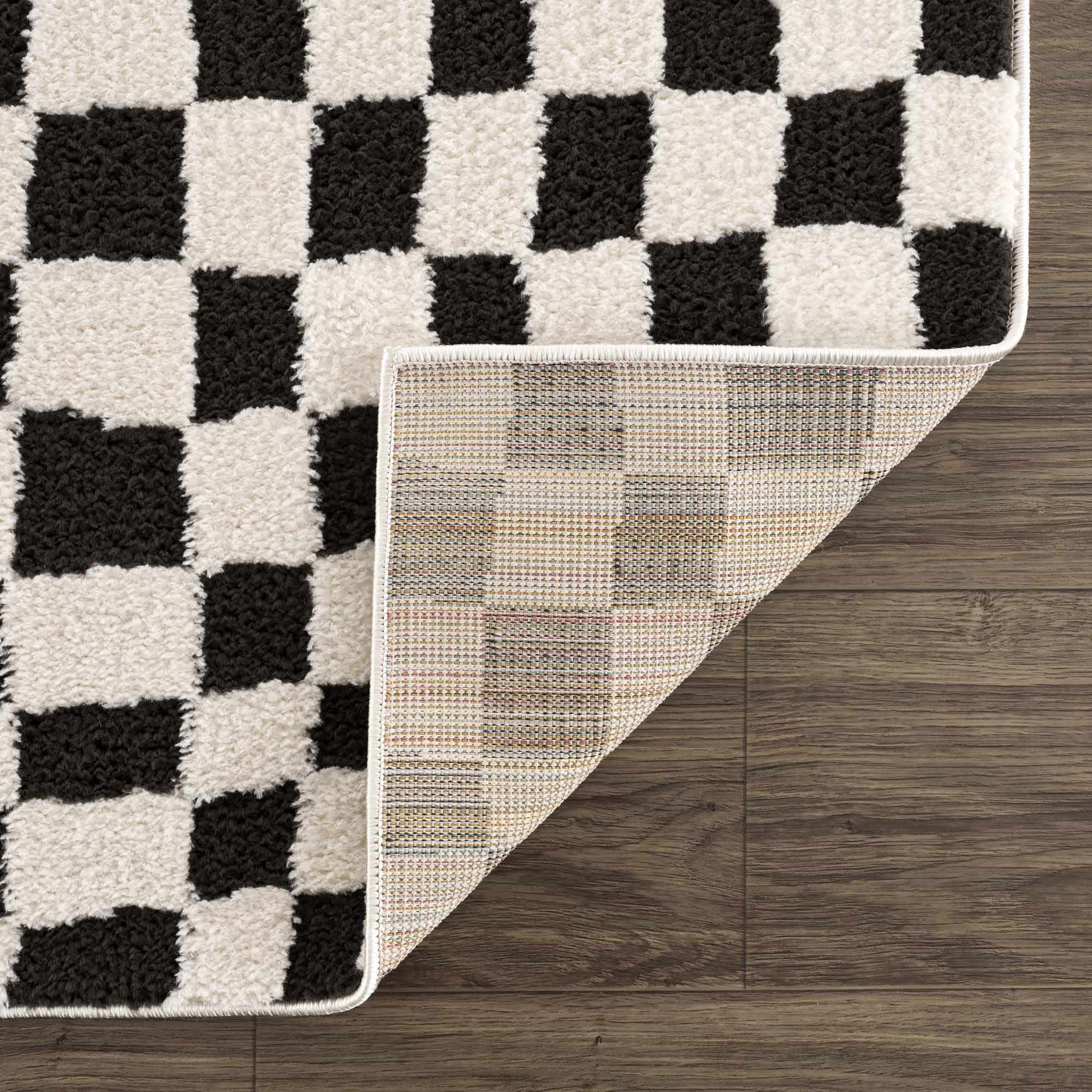 Lajos Black & White Checkered Plush Rug - Image 7