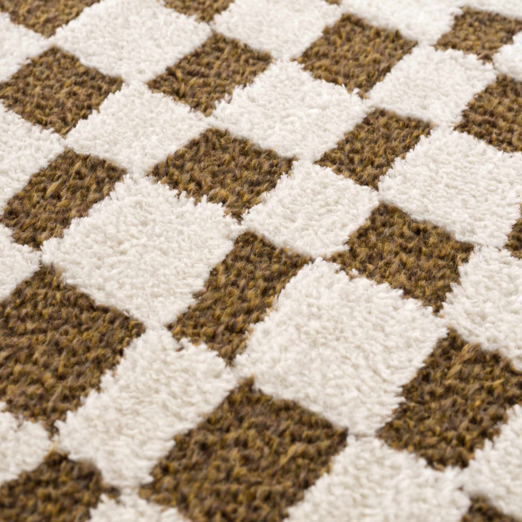Lajos Brown Checkered Shag Rug - Image 16