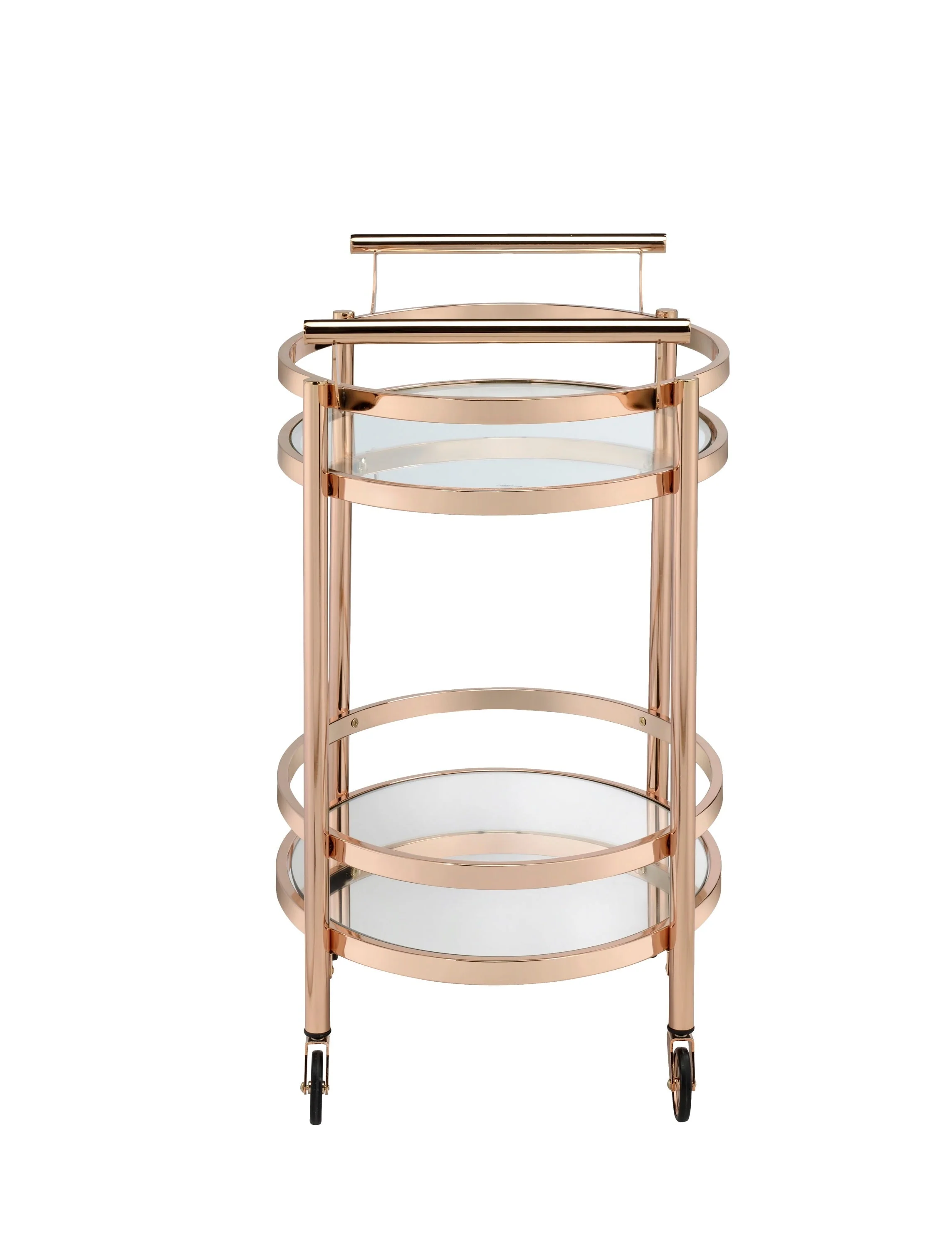 Lakelyn Clear Glass & Rose Gold Finish Serving Cart - Image 5