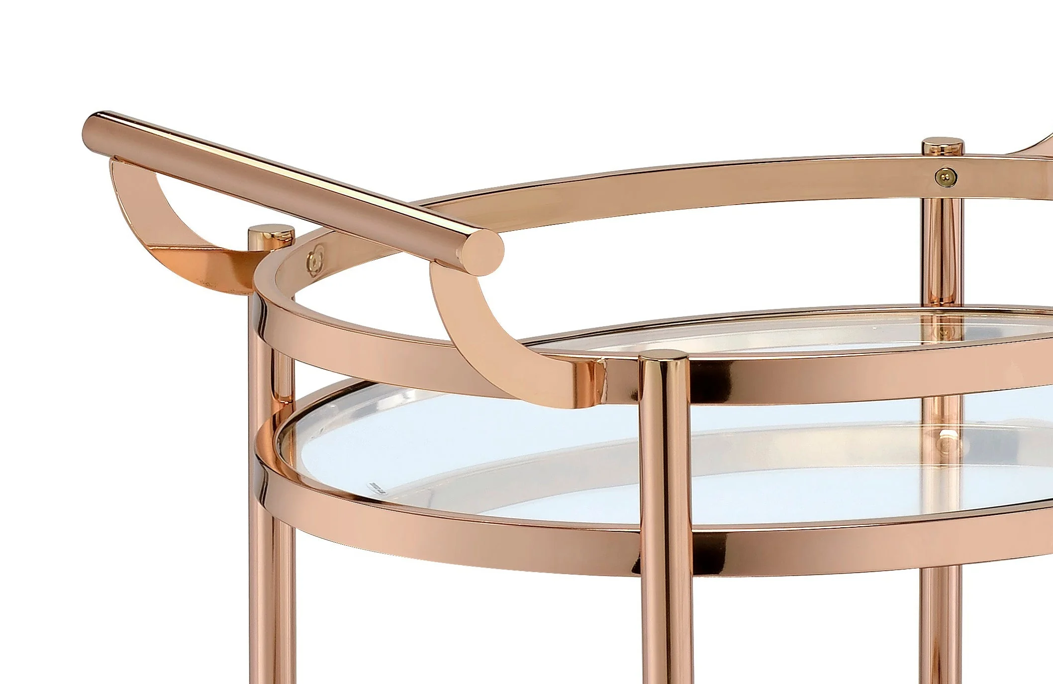 Lakelyn Clear Glass & Rose Gold Finish Serving Cart - Image 6