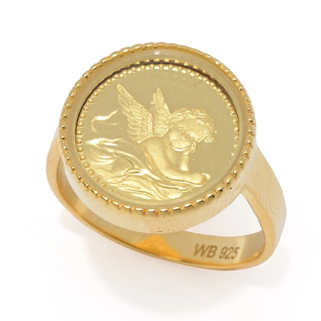 Lambert Cheng Sterling Silver & 24K Gold Leaf Choice of Design Milgrain Coin Ring - Image 15